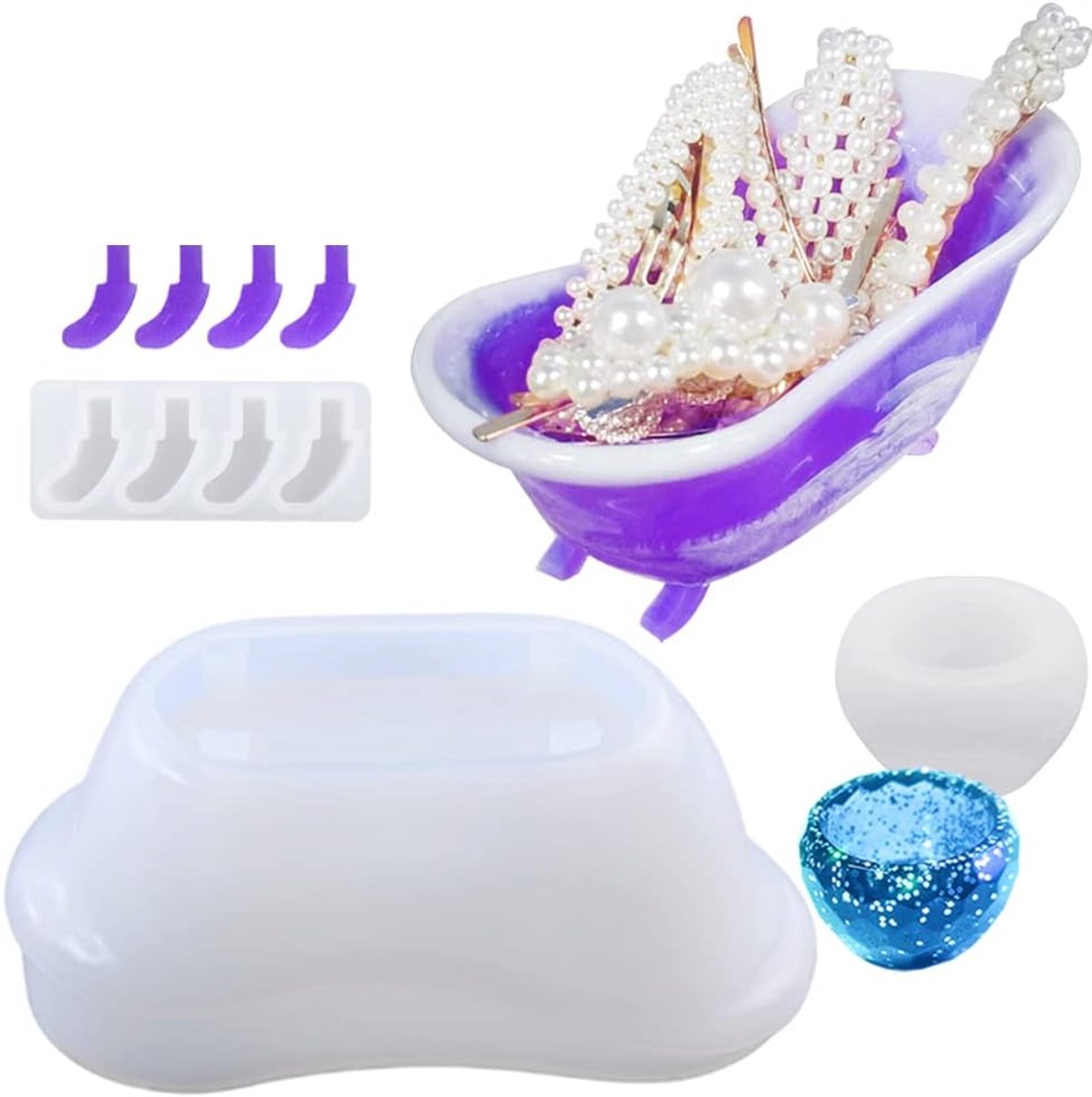 FineGood Bathtub resin molds, silicone molds for resin storage box resin molds silicone resin container molds for - ShopVlot