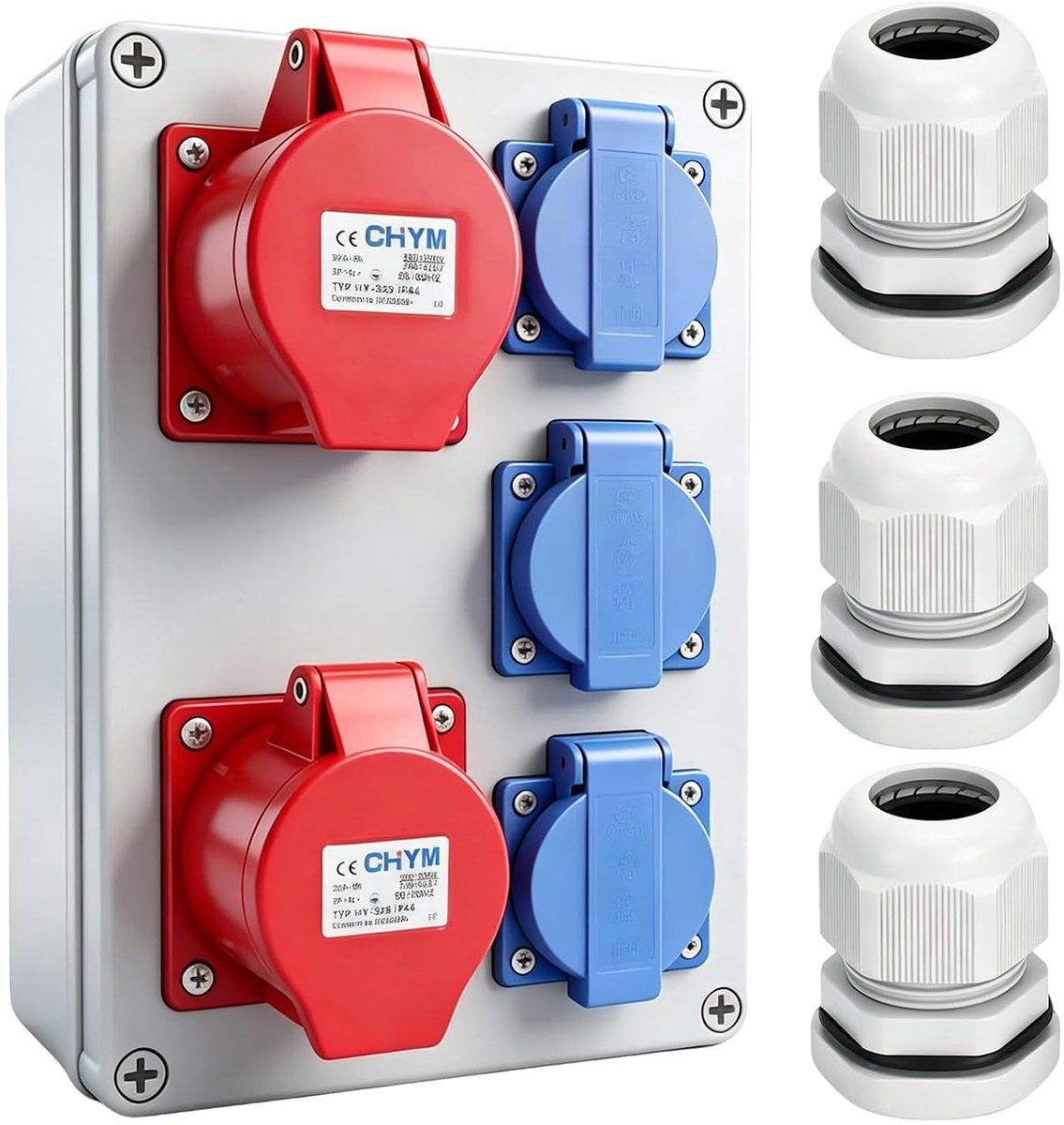 Opbouwstroomverdeler 16A & 32A - IP67 waterdicht - CEE krachtstroomcontactdoos - ideaal voor bouwplaats en werkplaats - ShopVlot