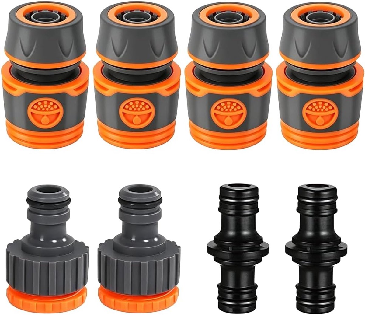 Aansluiting voor tuinslang, 8-delig, snelkoppeling, adapter - Snelle installatie, waterdichte verbinding, robuuste - ShopVlot