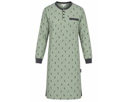 Comte - Heren Nachthemd Lange Mouw – Groene Print – 100% katoen - maat 4XL