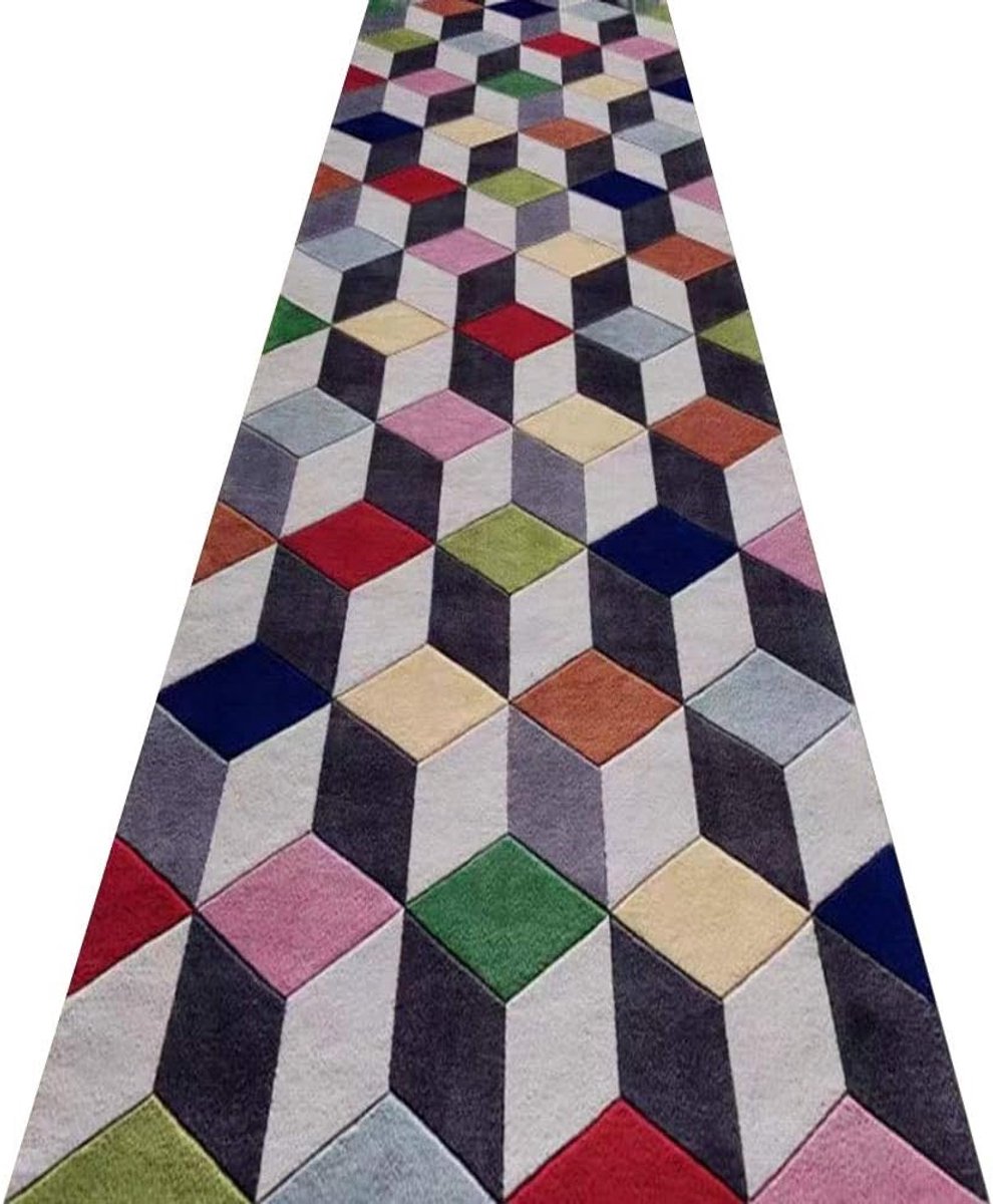 Lange loper tapijten voor hal gebied tapijten Corridor tapijt 3D kubus ontwerp Corridor Aisle Entree vloermat, meerdere maten (kleur: A, Maat : 1.4x2m)
