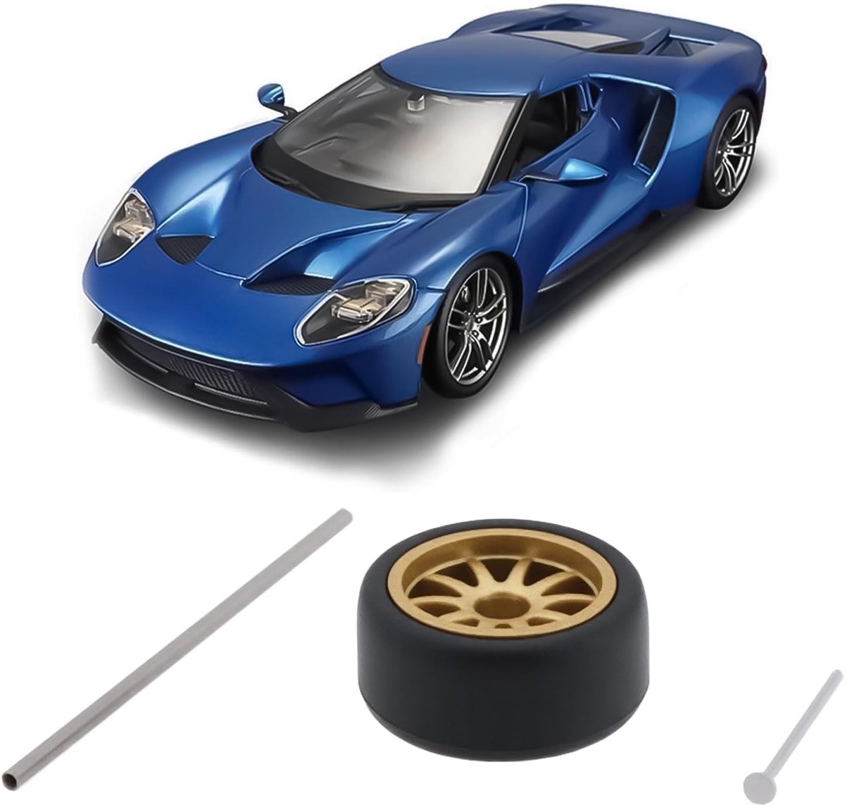 1 Set HO Schaal Road Racing Gold Wiel met Banden Assen Compatibel met Aurora T-Jet Rrr Model Auto Racing