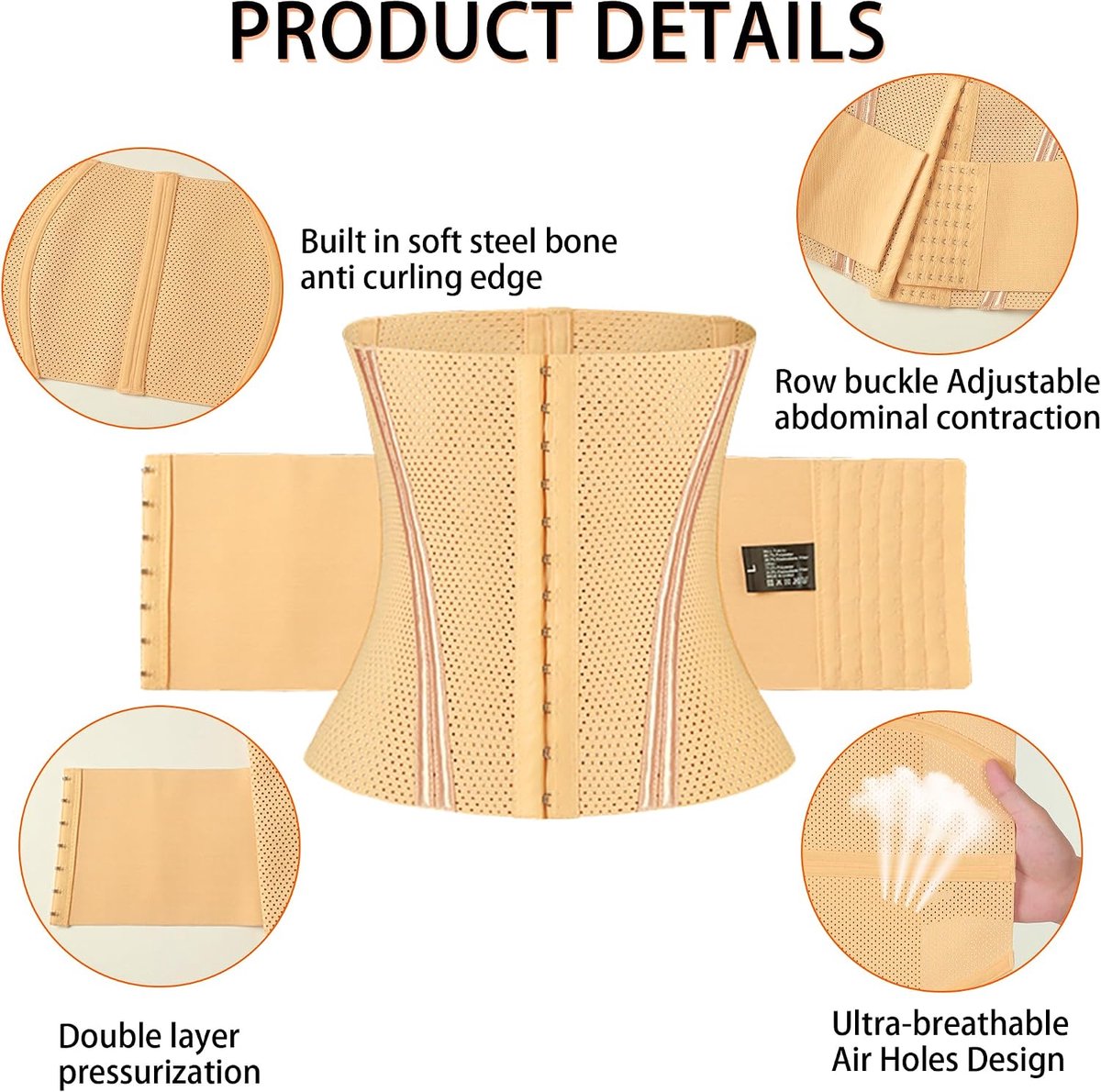 Tailletrainer voor Vrouwen, Lichaamsshaper, Zweetriem, Taillering, Postpartum Buikband, Ademende Mesh Tailletrimmer, Geschikt voor Sport en Dagelijks Gebruik, Unisex