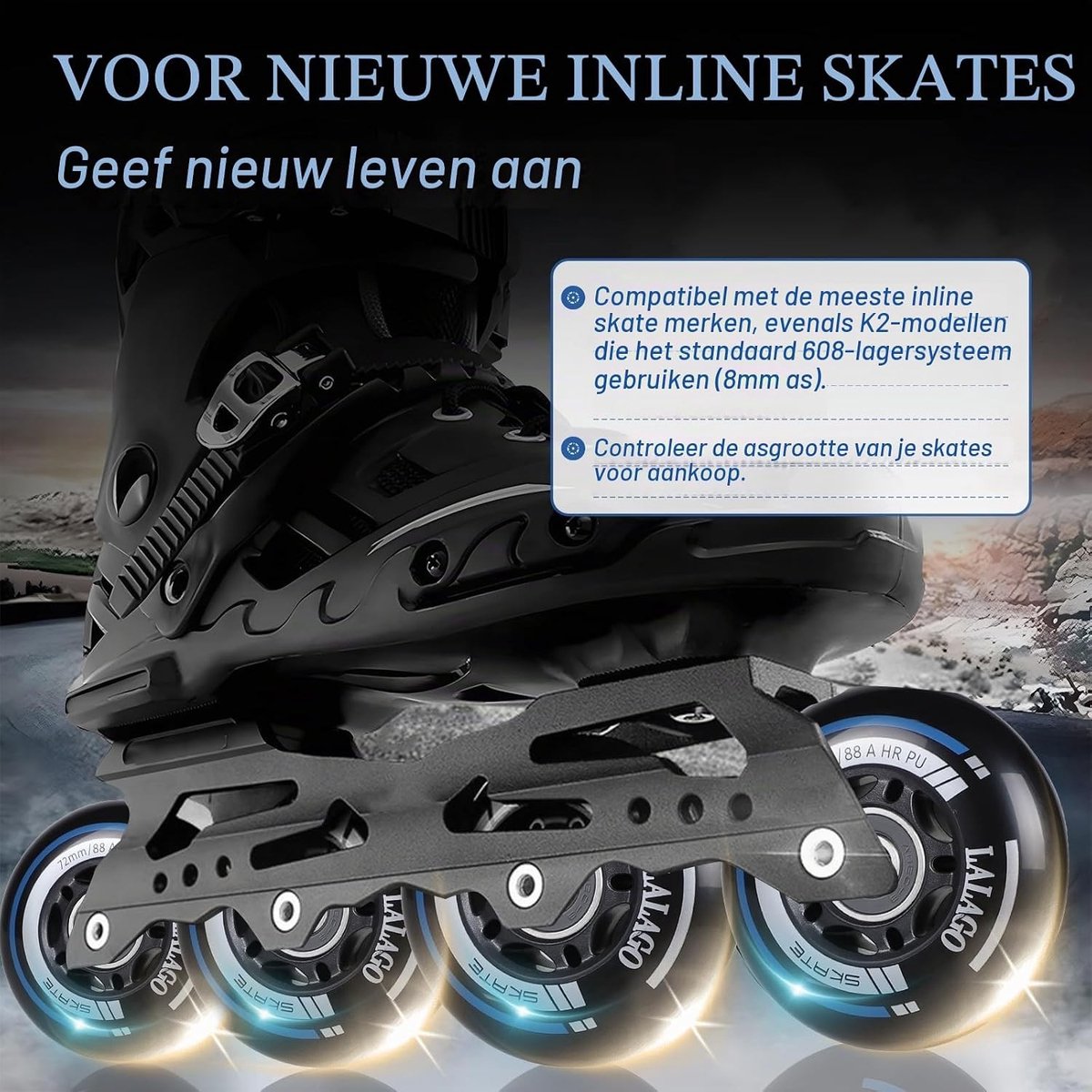 Inline Skate Wielen 72mm 8 Stuks 88A Hardheid ABEC 9 Lager Geschikt voor Binnen en Buiten Gebruik Perfect voor Rollerskates en Inliners