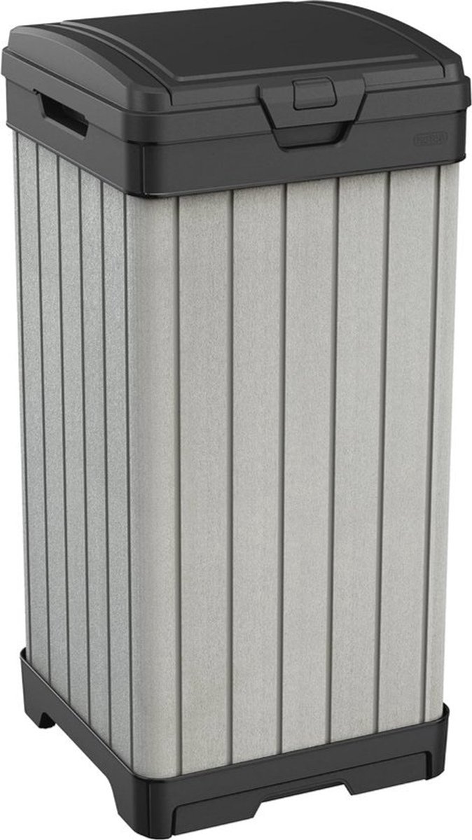 Afvalcontainer voor buiten met houtlook, 41 x 41 x 87,5 cm – ideaal voor afvalscheiding