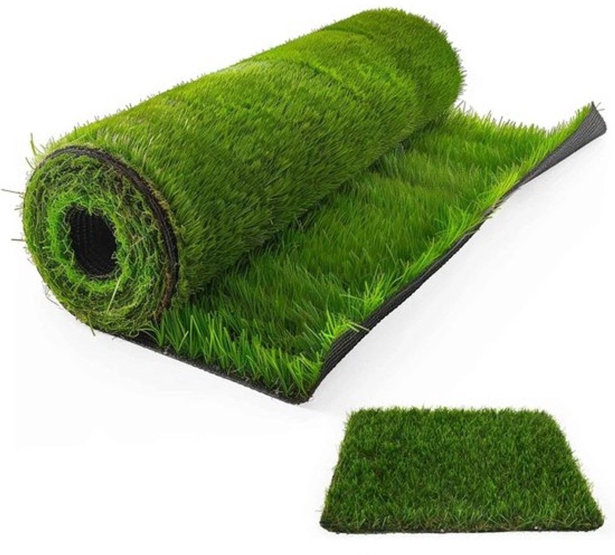Natuurlijk kunstgras - Met drainage - Pluizig - Onderhoudsvriendelijk - Hoogte 25mm, 30mm, 40mm, 50mm - Rollen van 1x5m en 1x10m