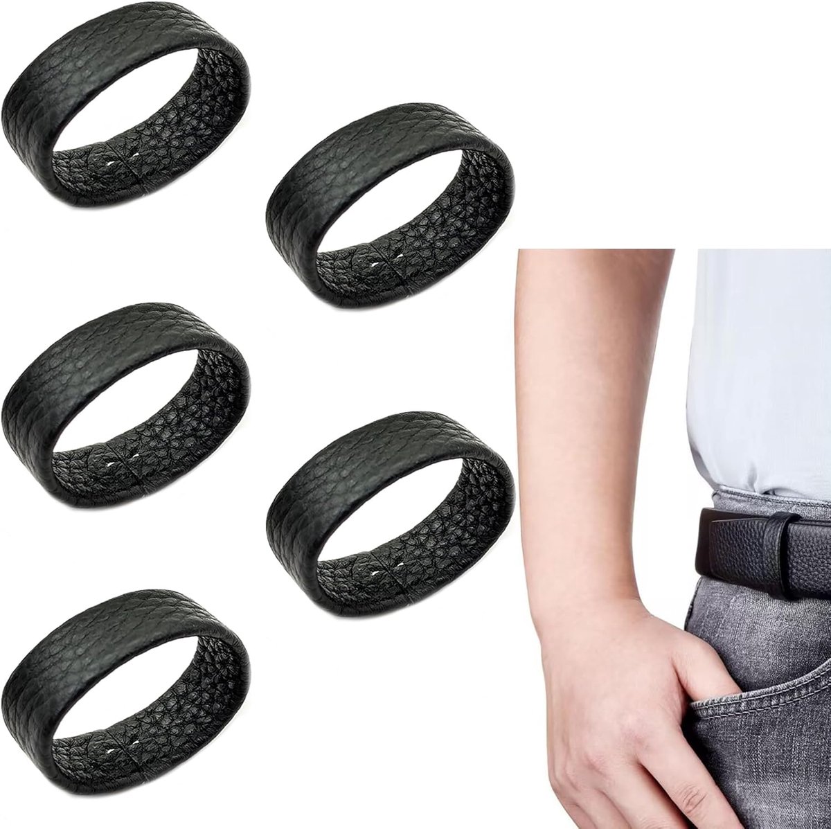 ZAHD 5PCS Buckle Leather Belt Loops Elastic Leather Buckles Replacement Belt Holder Belt End Bracket Replacement - ShopVlot
