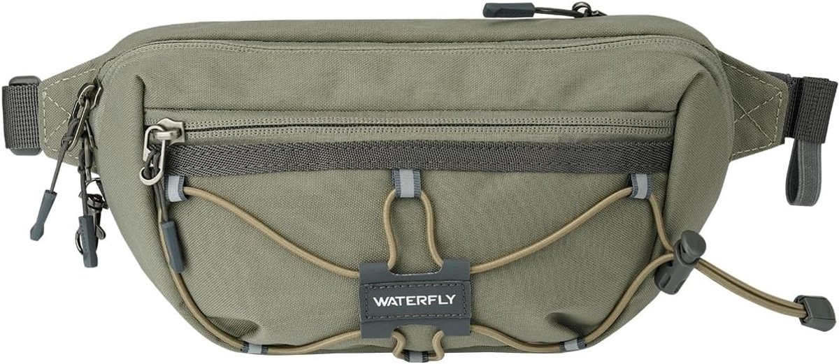 Stijlvolle Heuptas met RFID Bescherming voor Dames en Heren, Ideaal voor Dog Training, Hiking en Reizen, Lichtgrijs Groen, 23 x 13 x 2 cm