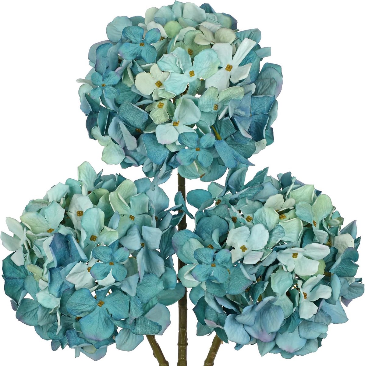 SnelShoppen - Set van 3 Kunstmatige Hortensia's - Realistische Kunstbloemen voor Vaas, Woonkamer, Bruiloft en Tafeldecoratie - Perfect voor Thuis en B