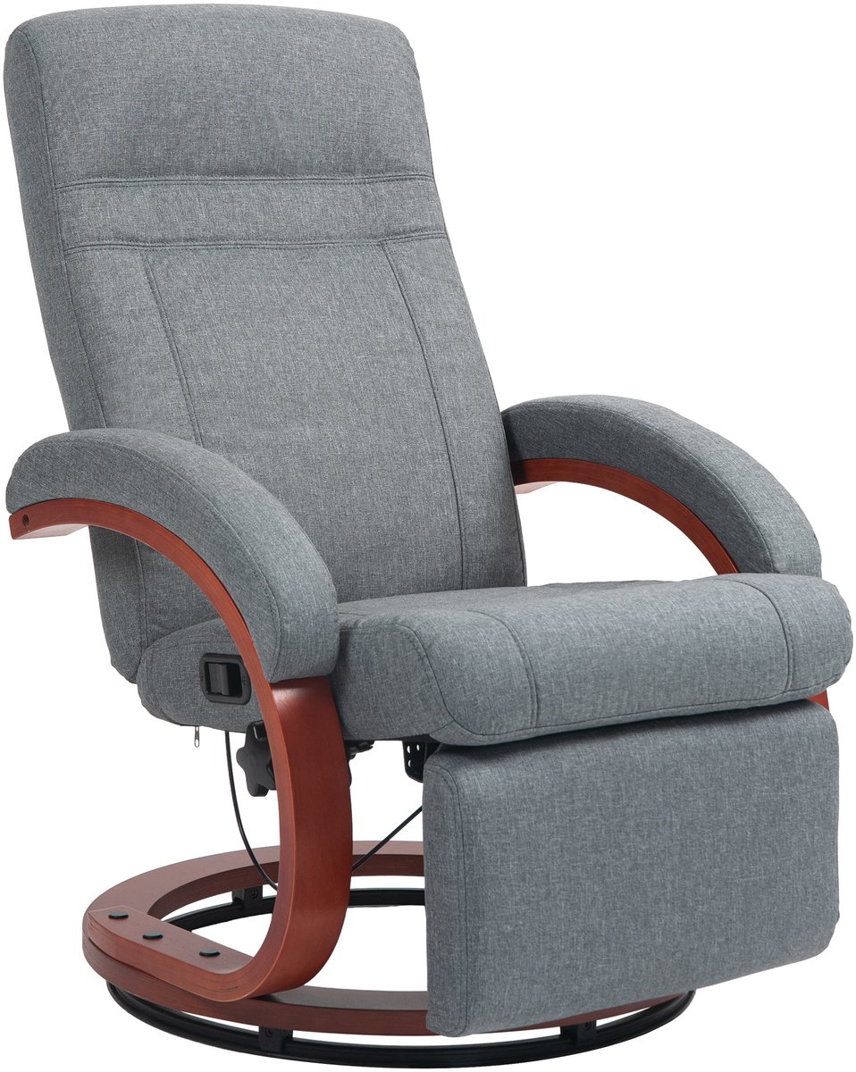 Homona Relaxfauteuil met voetensteun - 360° draaibaar - Verstelbare rugleuning - 68 x 86 x 100 cm - Grijs