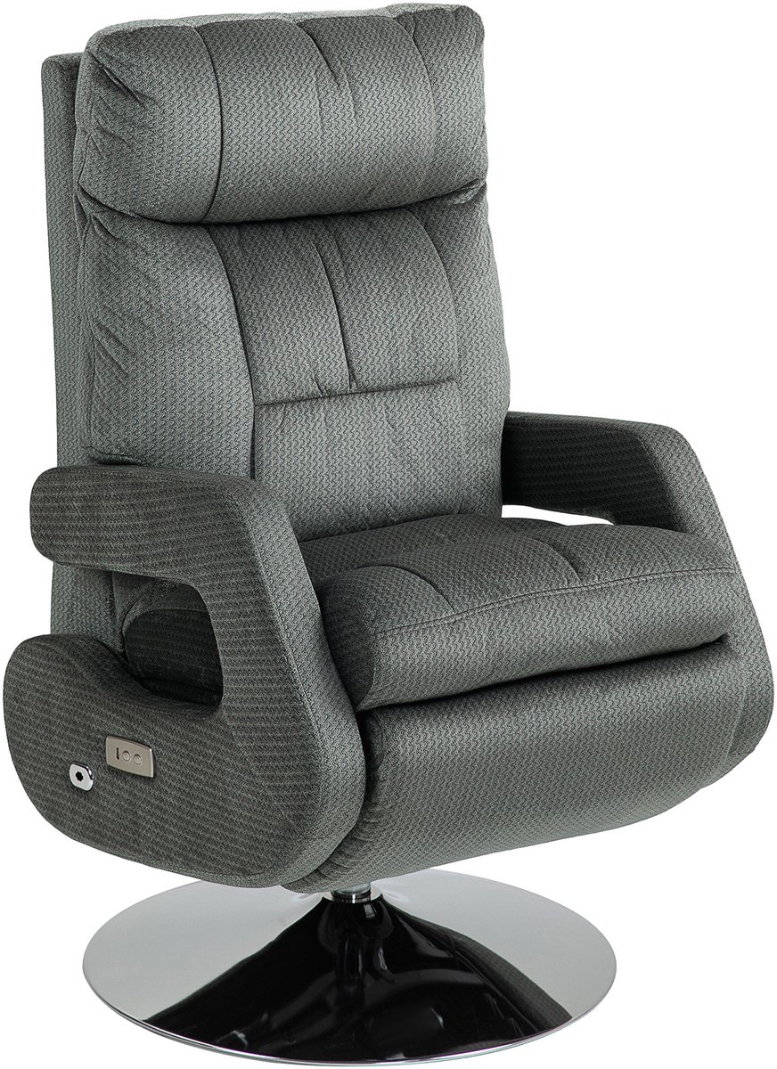 Homona Elektrische relaxfauteuil - Met voetensteun, USB-aansluiting en 360° draaifunctie - 69 x 84 x 118-124 cm - Donkergrijs