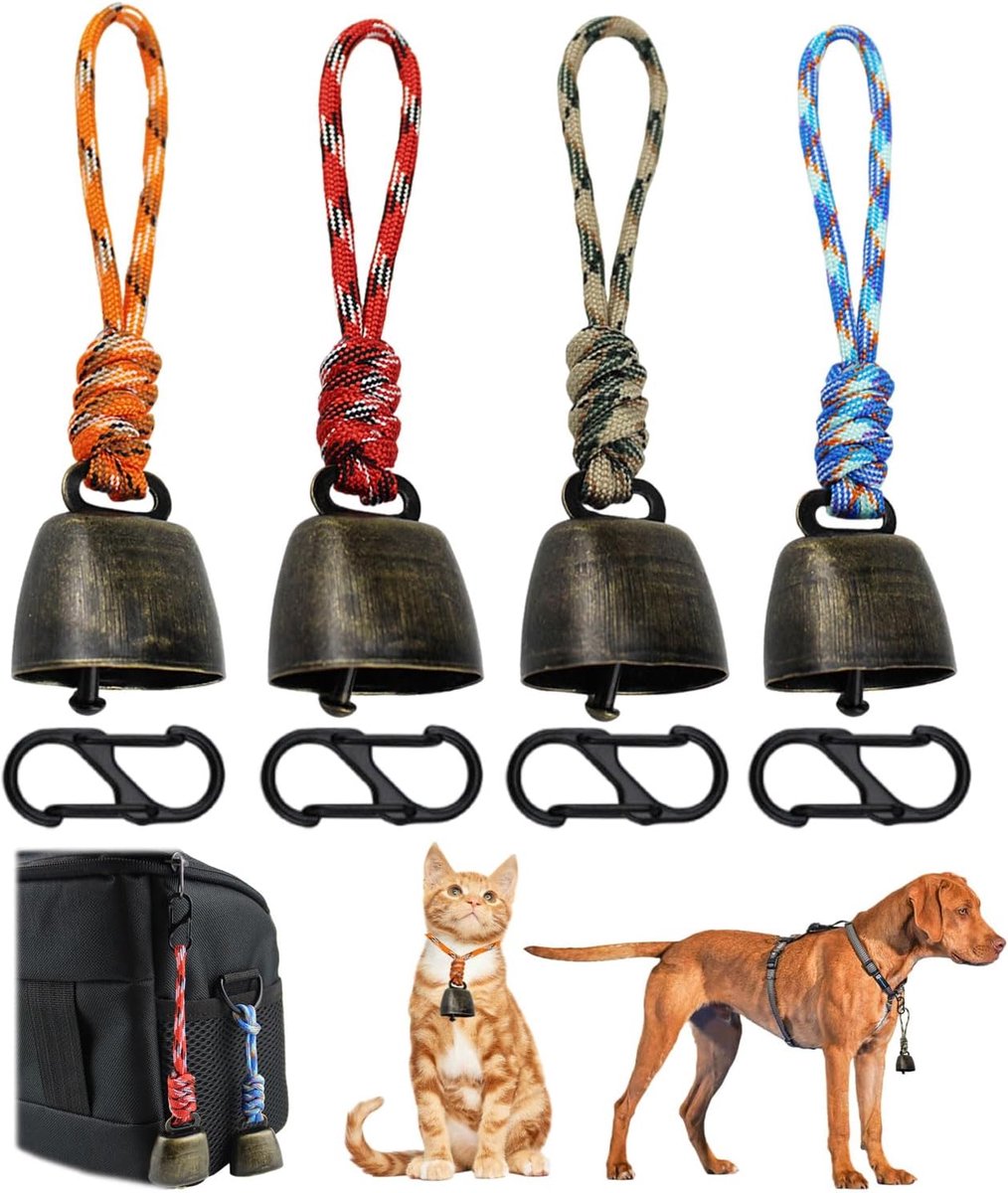 4Pcs Metal Vintage Mini Cow Bell Metal Anti Bear Bells Copper Bells Bear Bell Hiking Backpack Pendant Animal Collar - ShopVlot