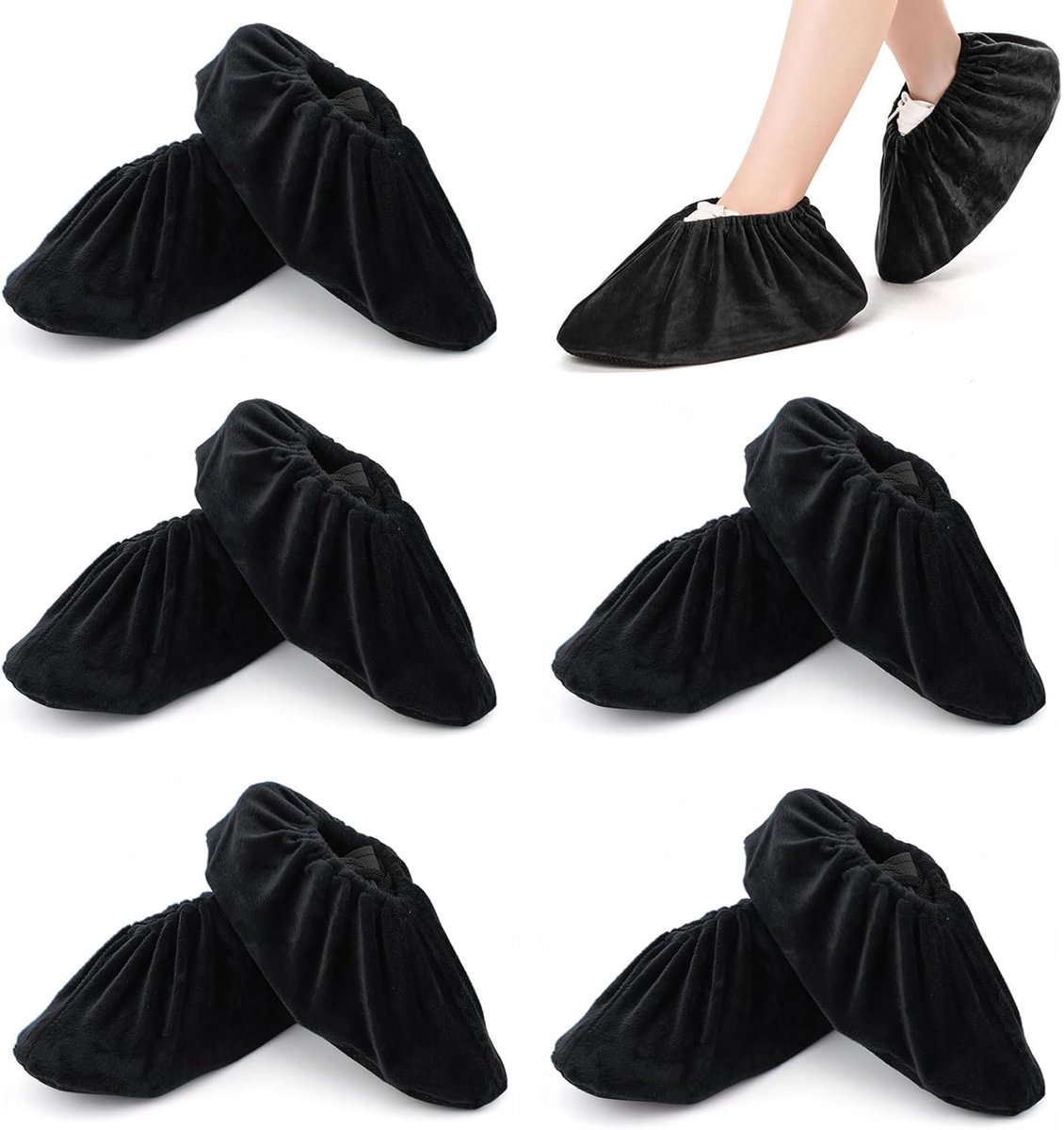 SnelShoppen - Herbruikbare Schoenhoezen - 5 Pairs - Duurzame Overschoenen met Antislip Zool - Ademend en Lichtgewicht - Zwart - Voor Huishoudens, Fees
