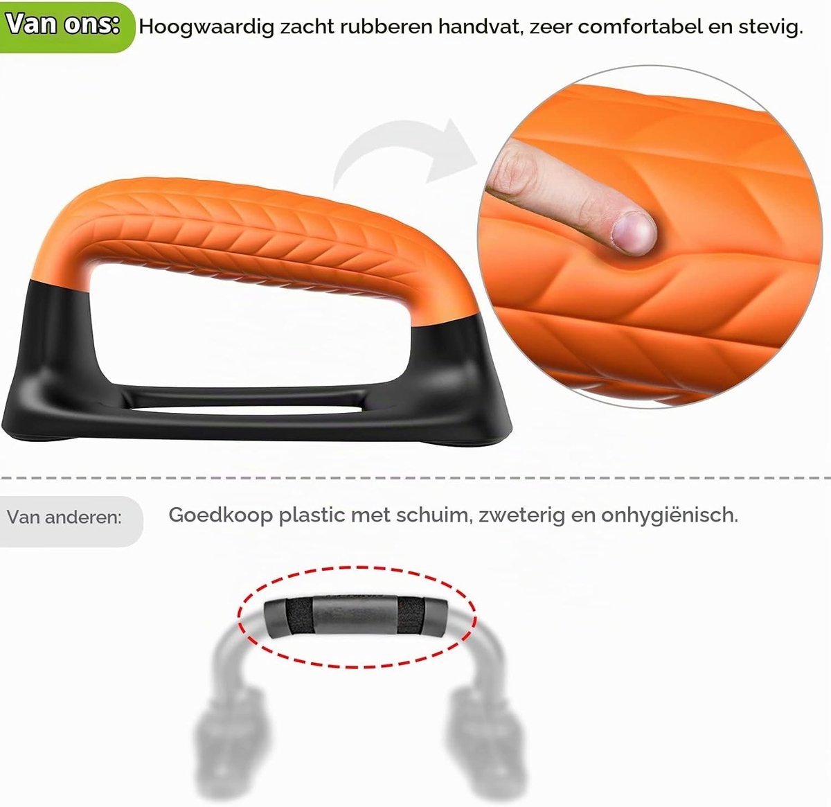 Push Up Bars voor Calisthenics en Fitness, Zachte Rubber Handgrepen voor Comfortabel Grip, Ondersteunt tot 500lbs, Ideaal voor Krachttraining en Handstand Oefeningen