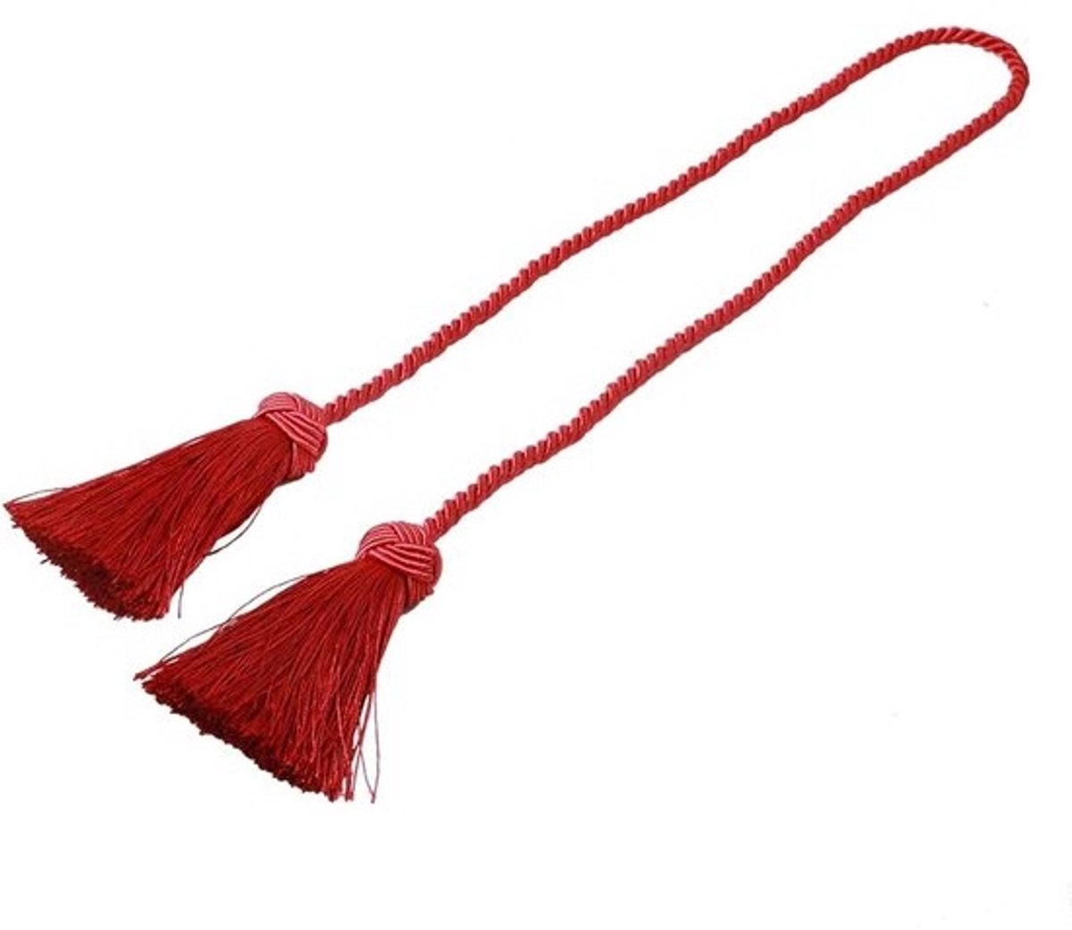 Set gordijnbanden - Decoratieve gordijnkoorden - Voor een sfeervolle woonkamer - Handgemaakte bal - 96 cm lengte - Rood