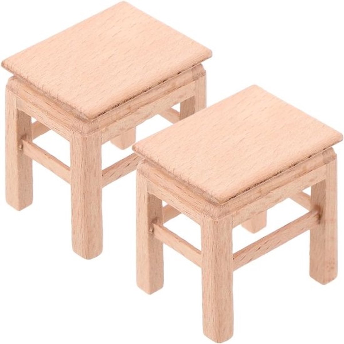 2 stuks miniatuur houten stoel voor lage kruk - poppenmeubels en decoratie