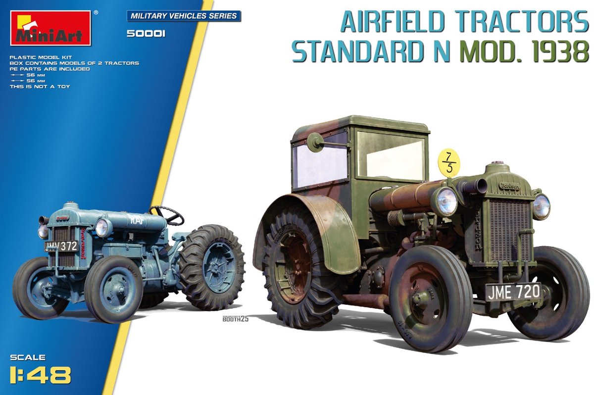 MiniArt Modelbouwpakket Landbouwvoertuigen - 50001 Standard N Mod. 1938 Vliegveldtractoren WWII - 2 Britse Tractors Plastic - 1:48 - Modelbouw