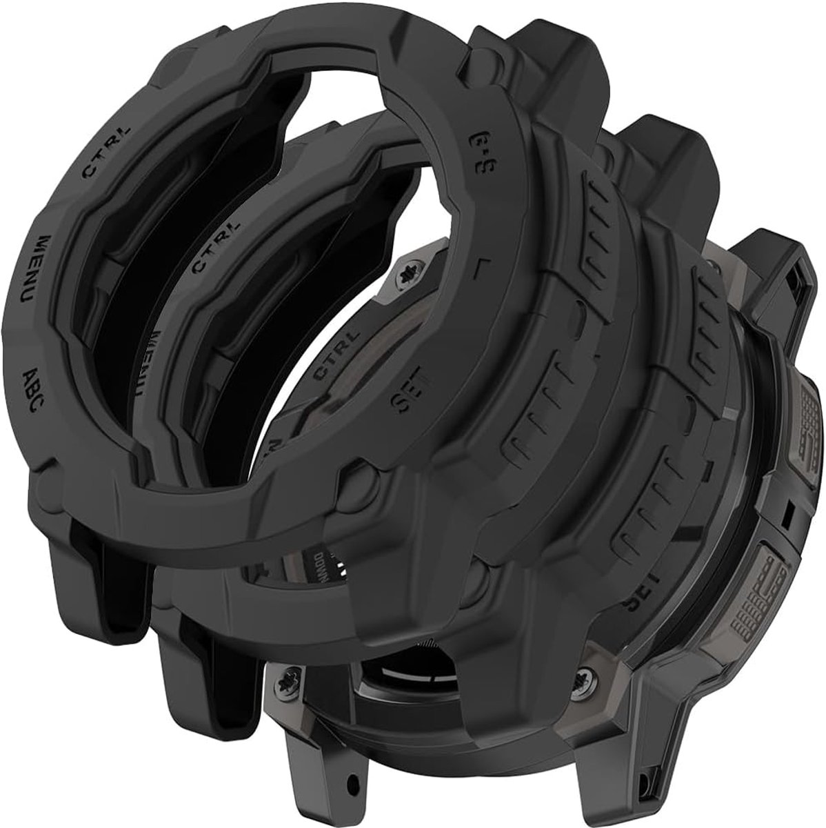 [2 Pieces] Case Compatible with Garmin instinct E 45mm, Black All-round Protective Case with Screen Protector, [Stain - ShopVlot