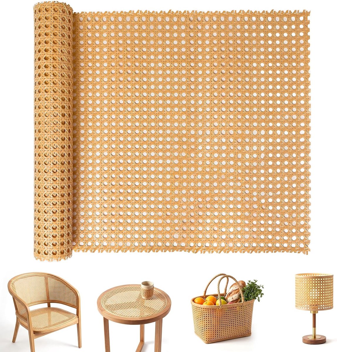 Rotan vlechtwerk, natuurlijk Weense vlechtwerk, 40 x 100 cm, voor stoel, meubels, kast en commode - ShopVlot