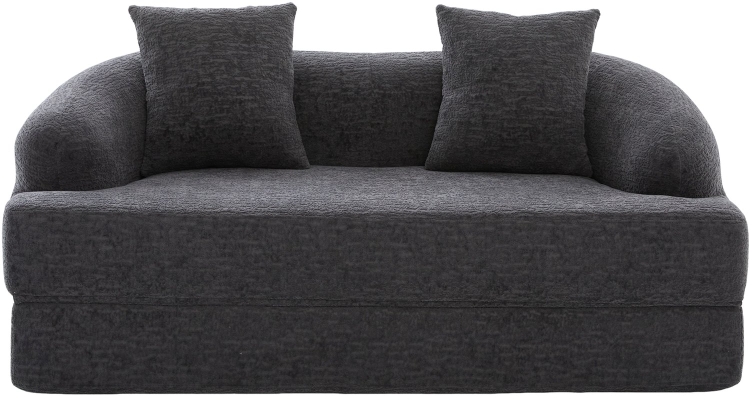 SONNENH 2-zits slaapbank met uitklapbare zitting en 2 losse kussens - Chenille - 157 cm - Donkergrijs
