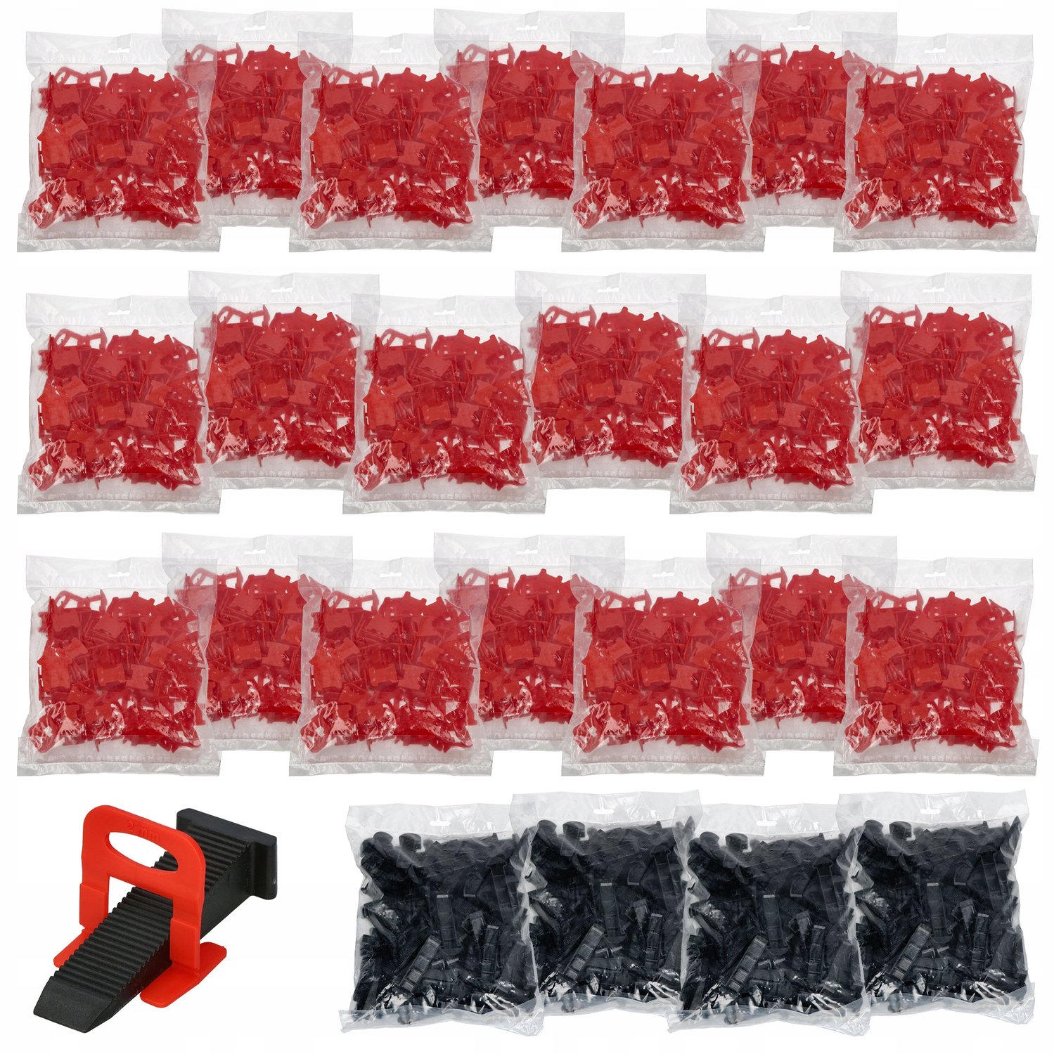 Groot Tegel Leveling Systeem: 2000 Clips & 400 Wiggen (2mm)