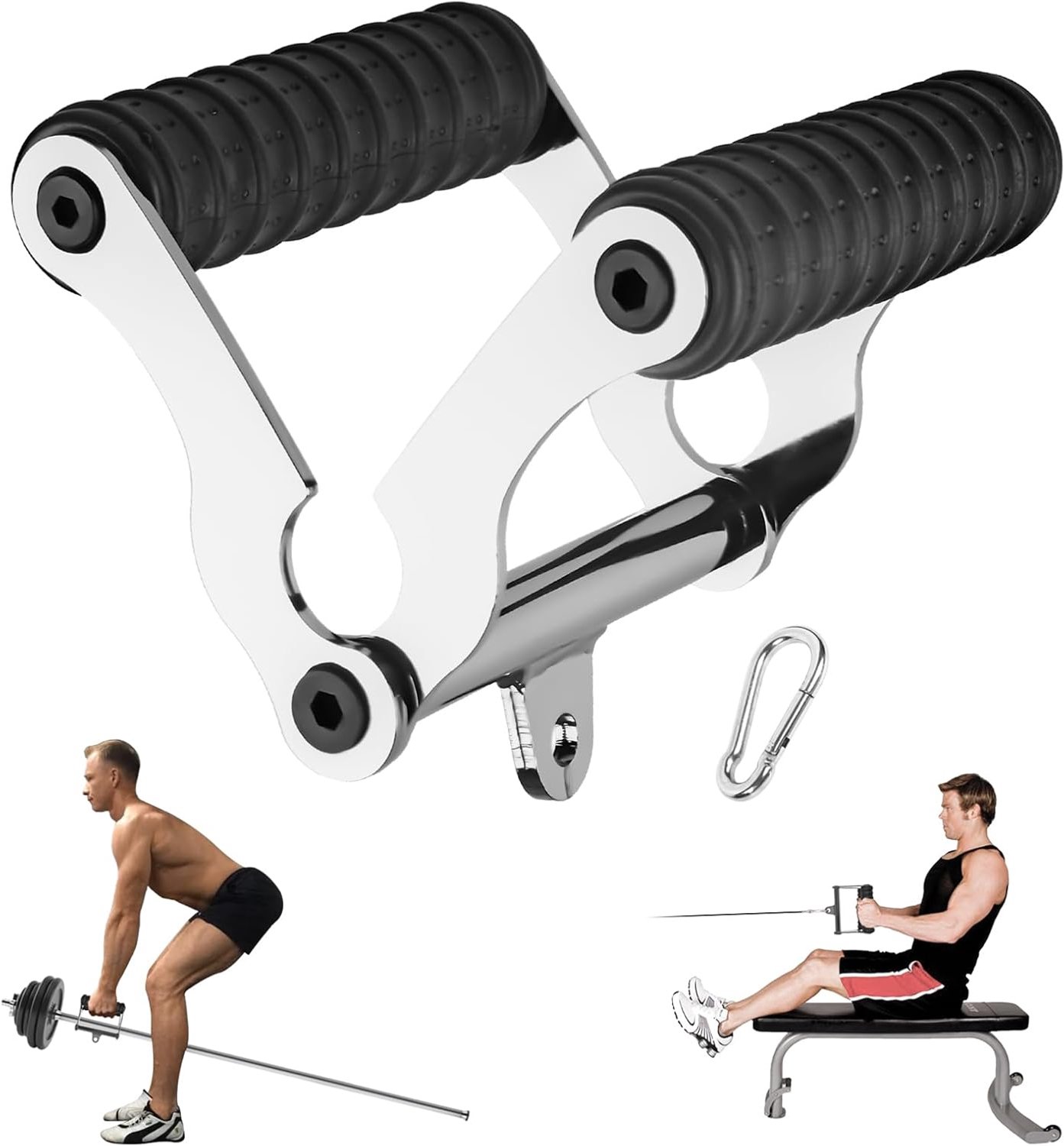 SnelShoppen - T-Bar Row Barbell Handle 2-in-1 V-Handle met Loops voor Back Muscle Training, Landmine Grip en Kabelmachine Accessoire