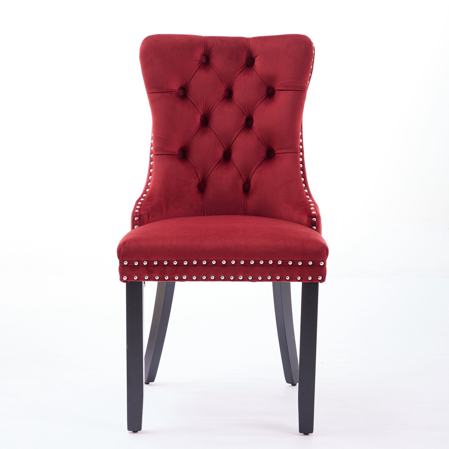 SONNENH Eetkamerstoelen set van 2 - Velvet - Houten poten - Wijnrood