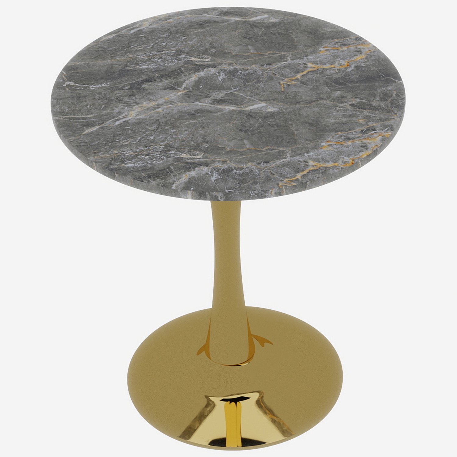 SONNENH Ronde eettafel - Kunstmarmer blad en goudkleurig onderstel - Ø 70 cm - 72 cm hoog
