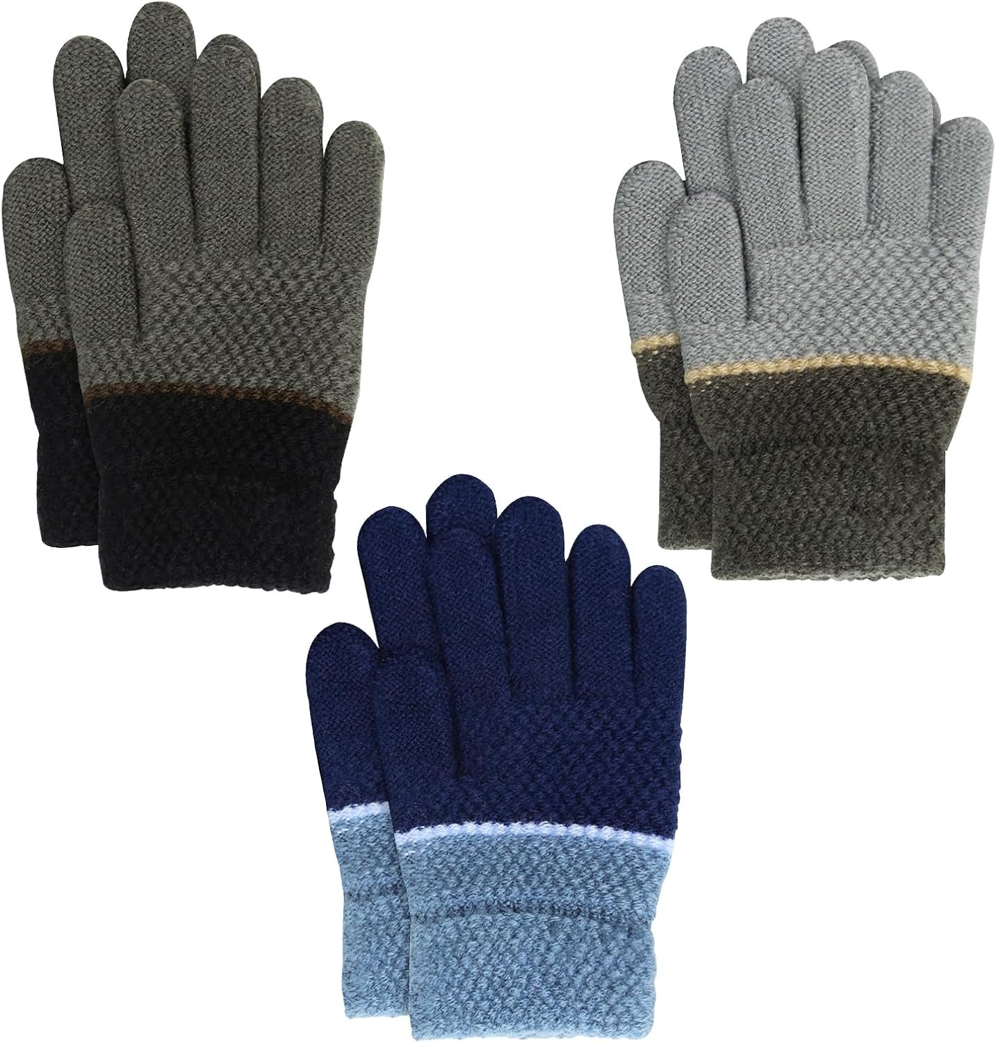 Kinderen Handschoenen 3 Paar - Dikte Warm Gebreid - Winddicht - Perfect voor Buitenactiviteiten - ShopVlot