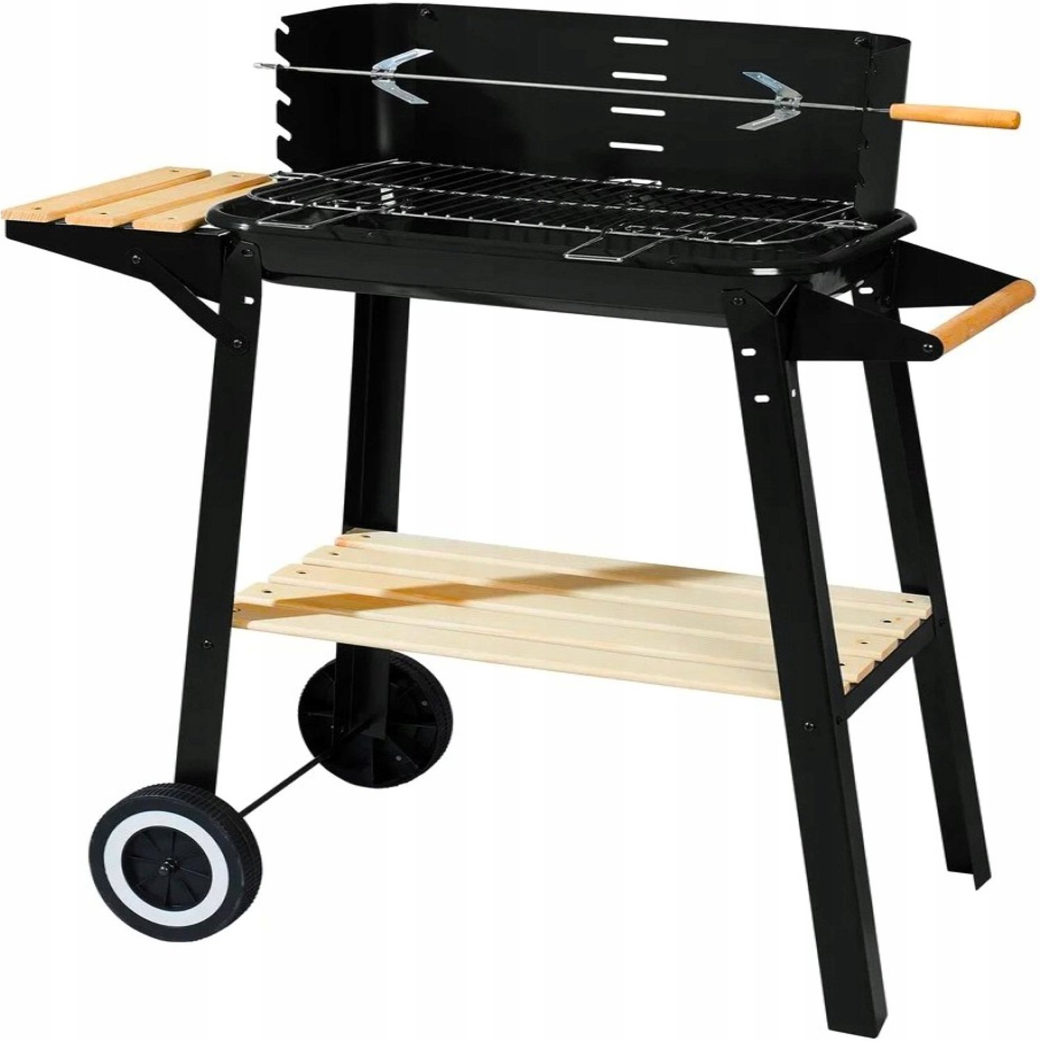 Grote Houtskool Tuin Gril met Wielen & Draaispit - Premium Set