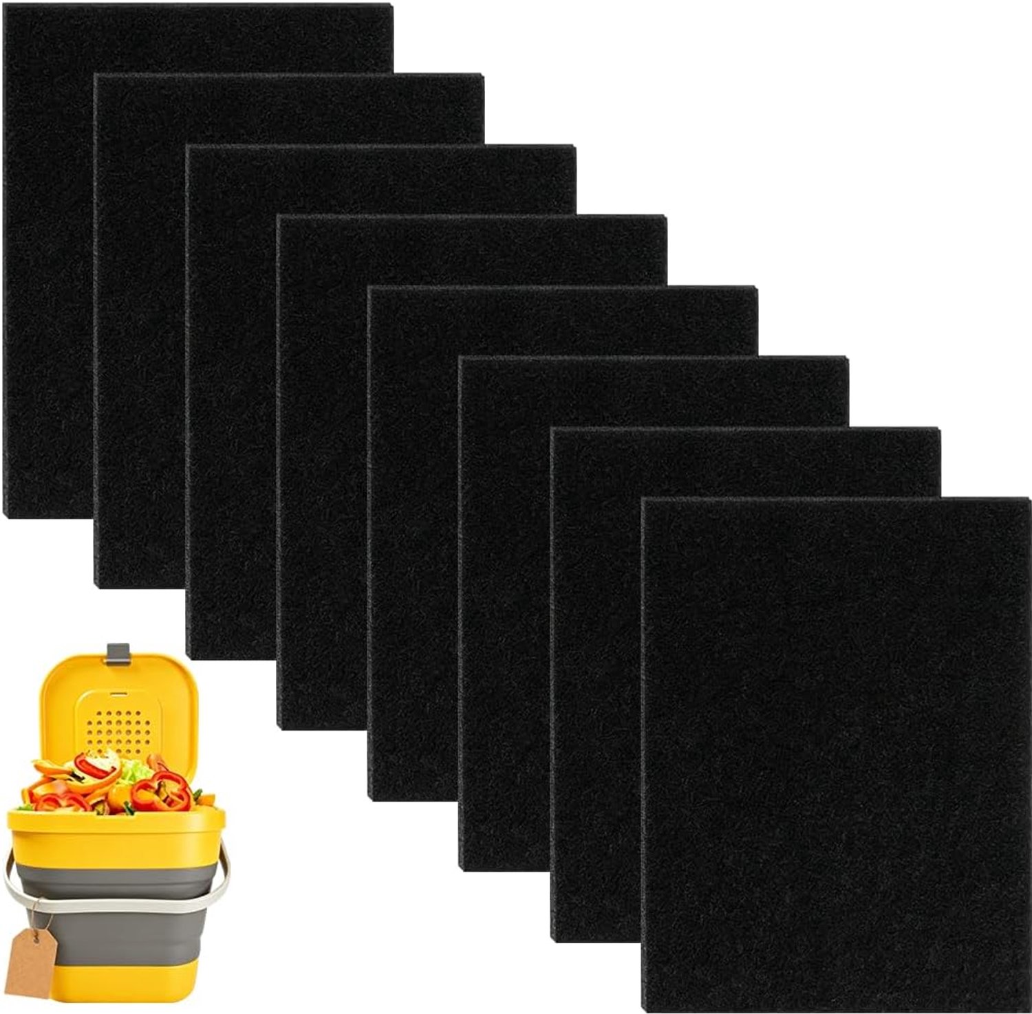 Geactiveerde koolstoffilters 8 stuks - voor compostbakken - geurabsorberend - houdt je keuken fris - Vemera