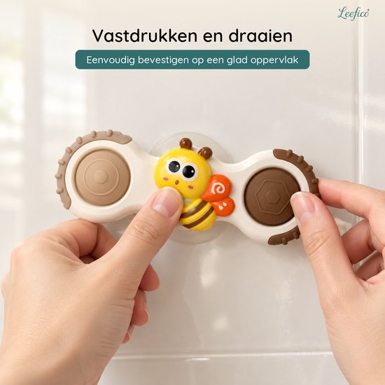 Leefico Fidget Spinners Baby met Zuignap XL Insecten - Badspeelgoed Baby - Sensorisch Speelgoed - Set van 3 Stuks van Leefico — afbeelding 3