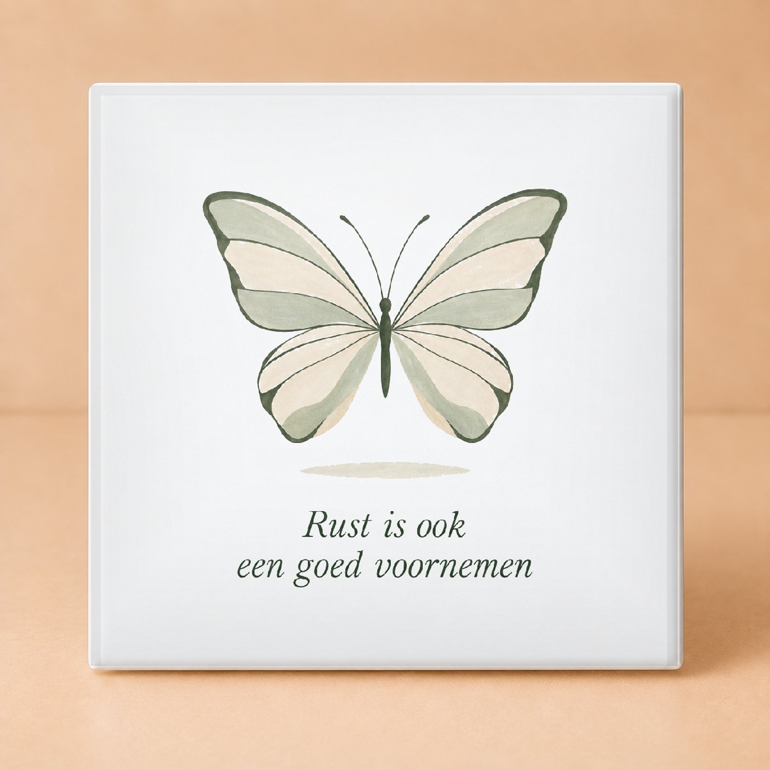 Bedruk King Sereen Gouache "Nieuw jaar, zelfde chaos" Tegel – Rustgevende Wanddecoratie voor Liefhebbers van Bewuste Levensstijl - 11 x 11 cm Wit