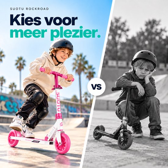 Suotu Kinderstep - 145mm Lichtgevende Wielen - Step - Speelgoed Jongens/Meisjes - Max stuurhoogte: 85 cm - Aluminium - Roze/Wit — cadeau in Spellen & Speelgoed - foto 8
