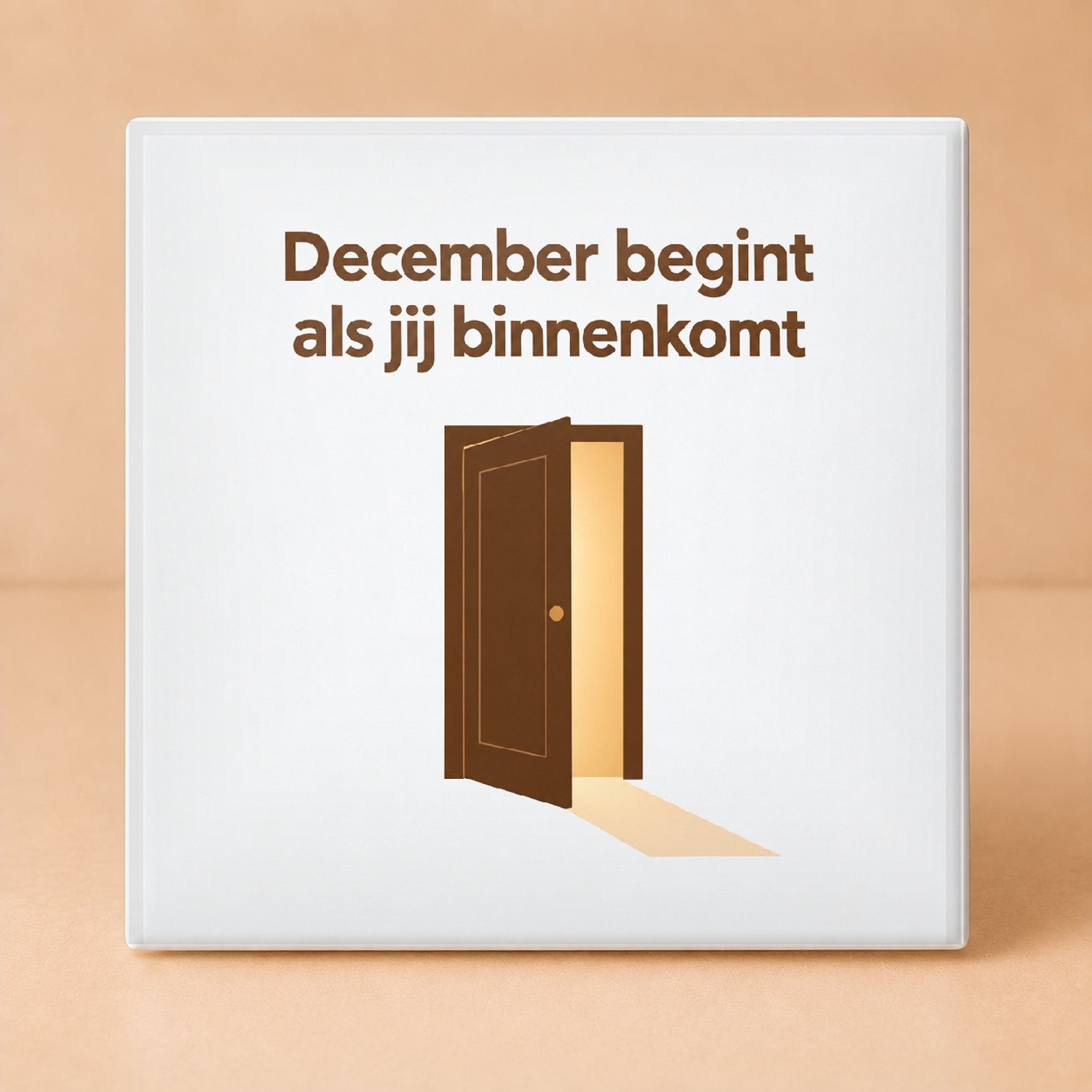 Bedruk King Moderne typografische Decembermodus Tegel – Stijlvolle statement poster voor gezelligheids- en winterliefhebbers - 15 x 15 cm Wit