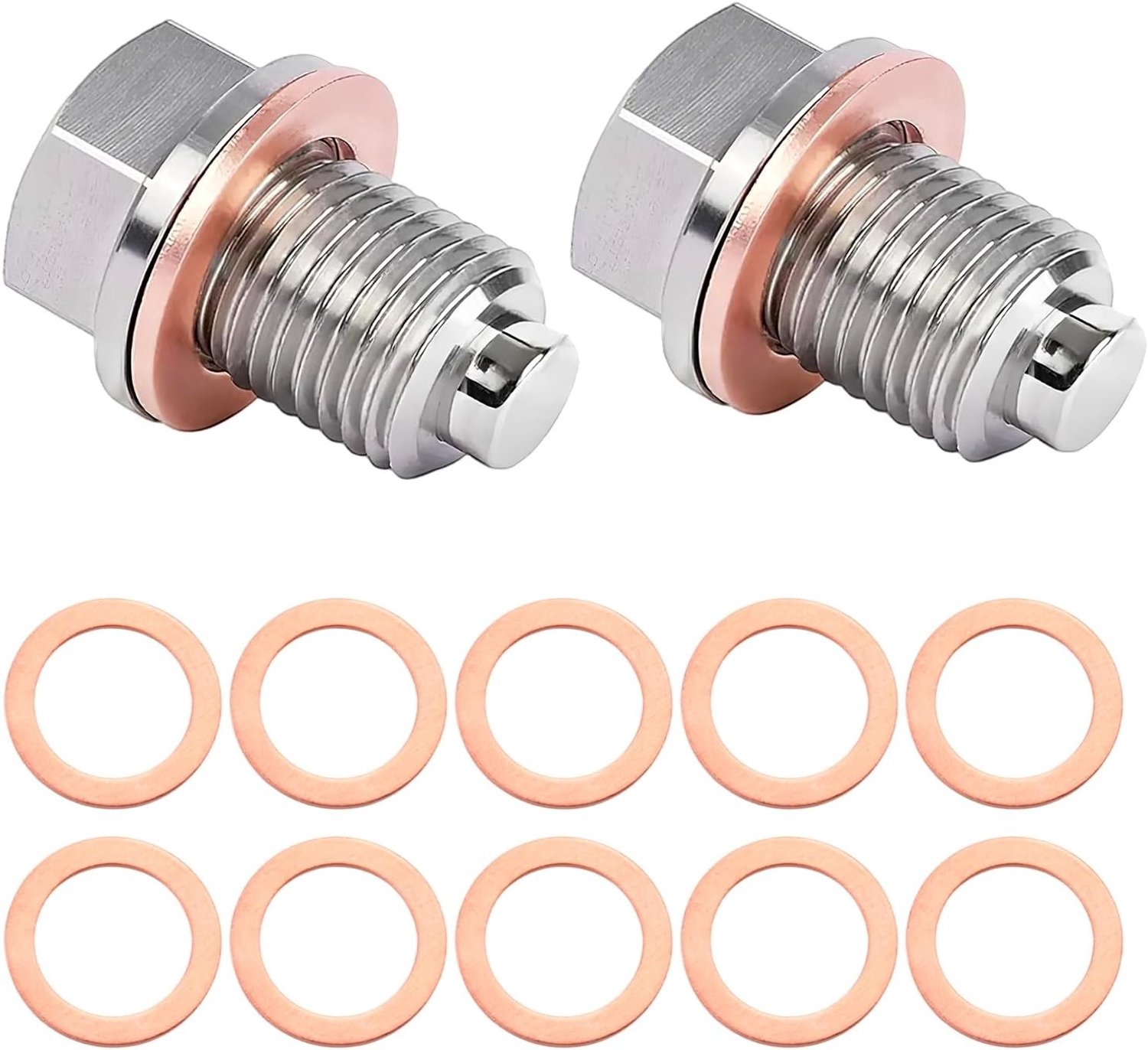 Magnetische Olieafvoerbout M14x1.5 met 10 Dichtingen, Roestvrijstalen Afvoerbout voor Motorbescherming, Geschikt voor de meeste voertuigen