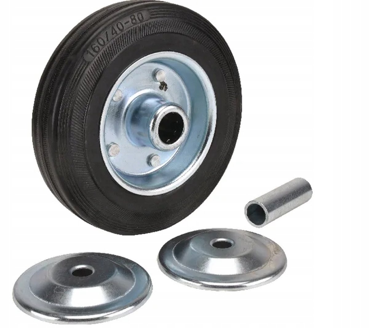 Gopart Metal Rubber Wiel met Huls 160 mm - 140 kg Laadvermogen