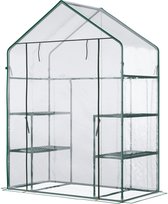 Inloopkas/tomatenkas/broeikas/koudebak met 6 schappen - transparant - staal/PVC-kunststof - 142 x 73 x 195 cm