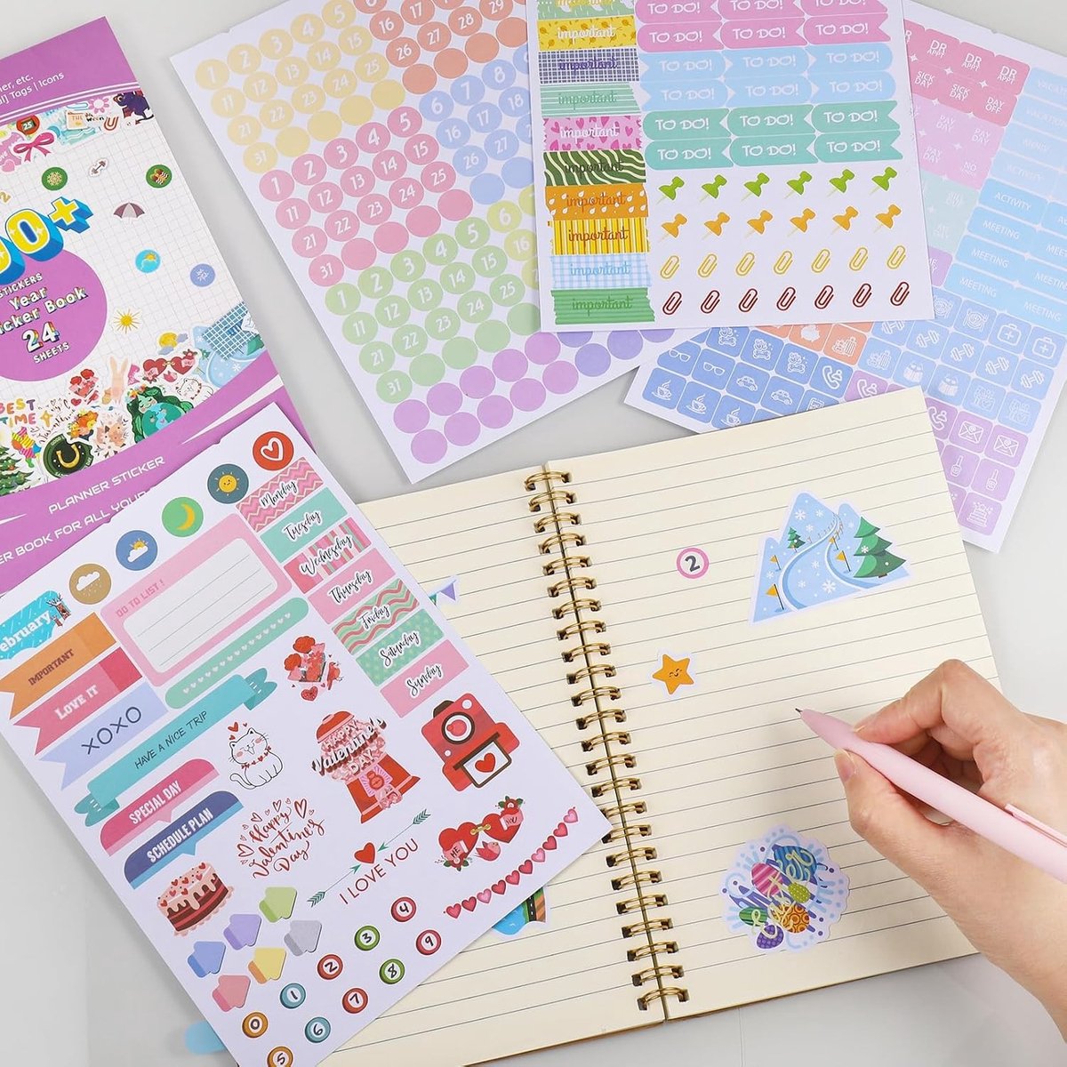 Uitgebreide Sticker Set voor Planners - 1700+ Stuks voor Maand-, Week- en Dagplanning, Perfect voor Agenda's, Kalenders en Cadeaus — cadeau in Hobby - foto 7