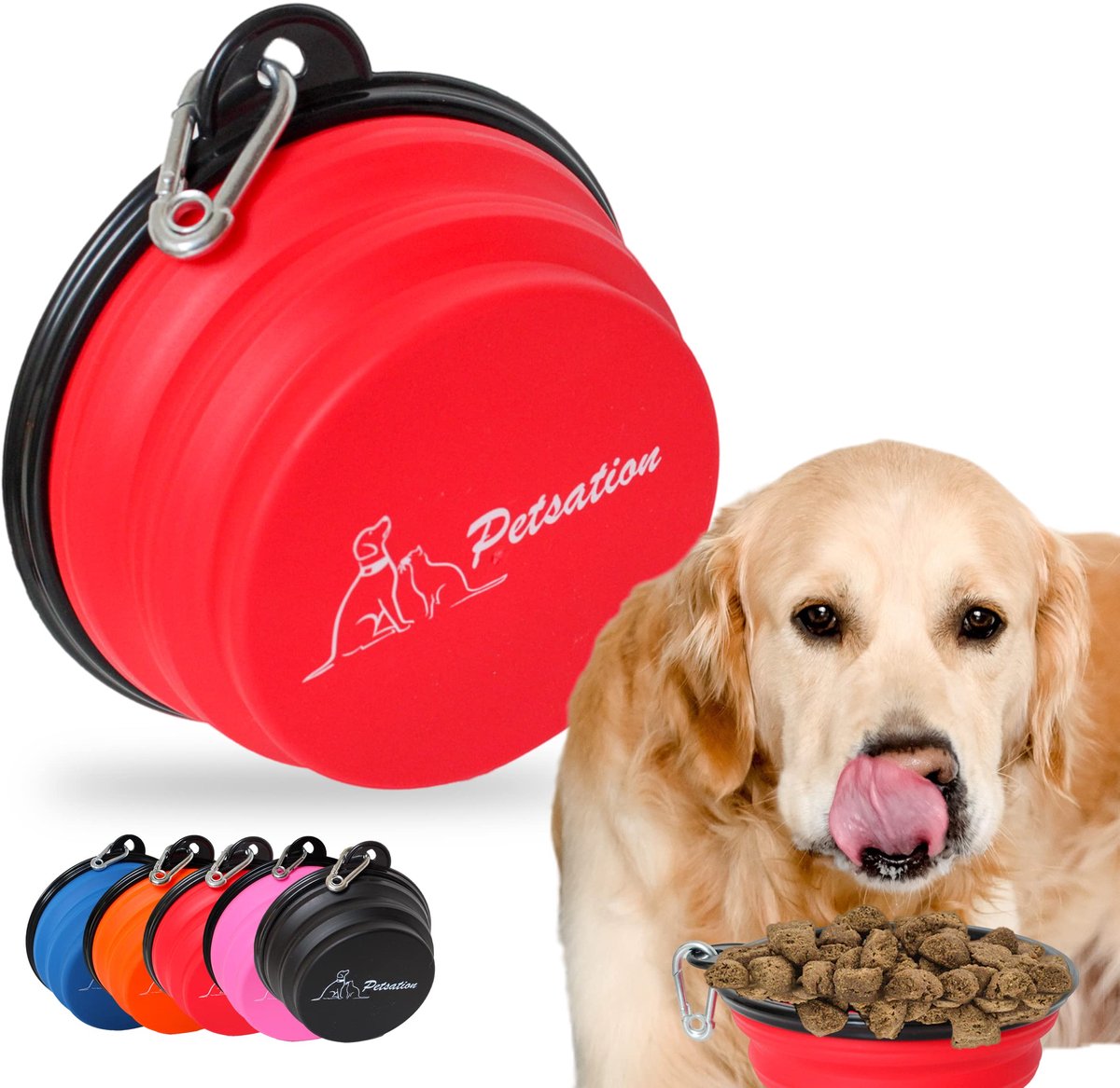 Opvouwbare hondenbak voor onderweg - 2x 350 ml - Rood - Ideaal voor reizen - ShopVlot
