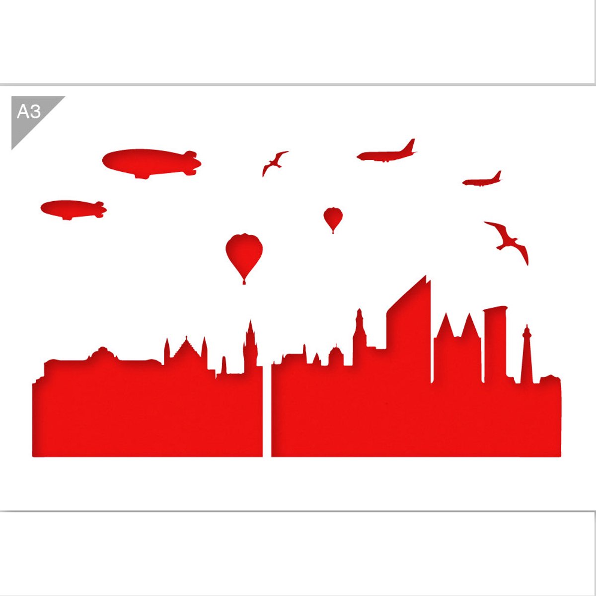Den haag City Skyline sjabloon - stencil - A3 formaat