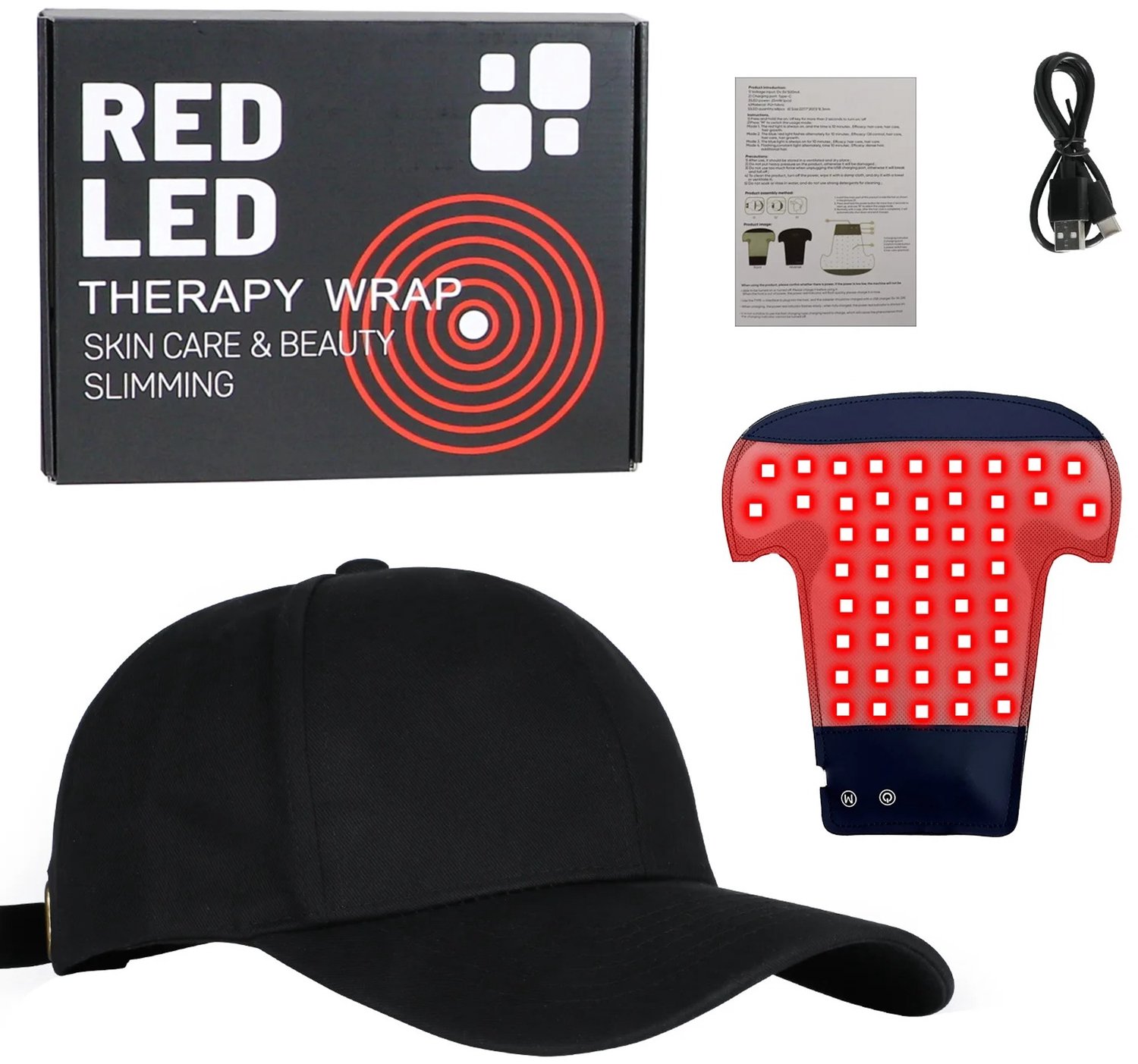 LED Lichttherapie Muts 4 in 1 - Rood, Blauw, Paars en Infrarood Licht - Haarverzorging Kap - Hoofdhuid Verzorging Apparaat - Oplaadbaar via USB-C - 4 Lichtmodi met Timer - Draadloos - Schoonheidsapparaat voor Dames en Heren - Thuisgebruik