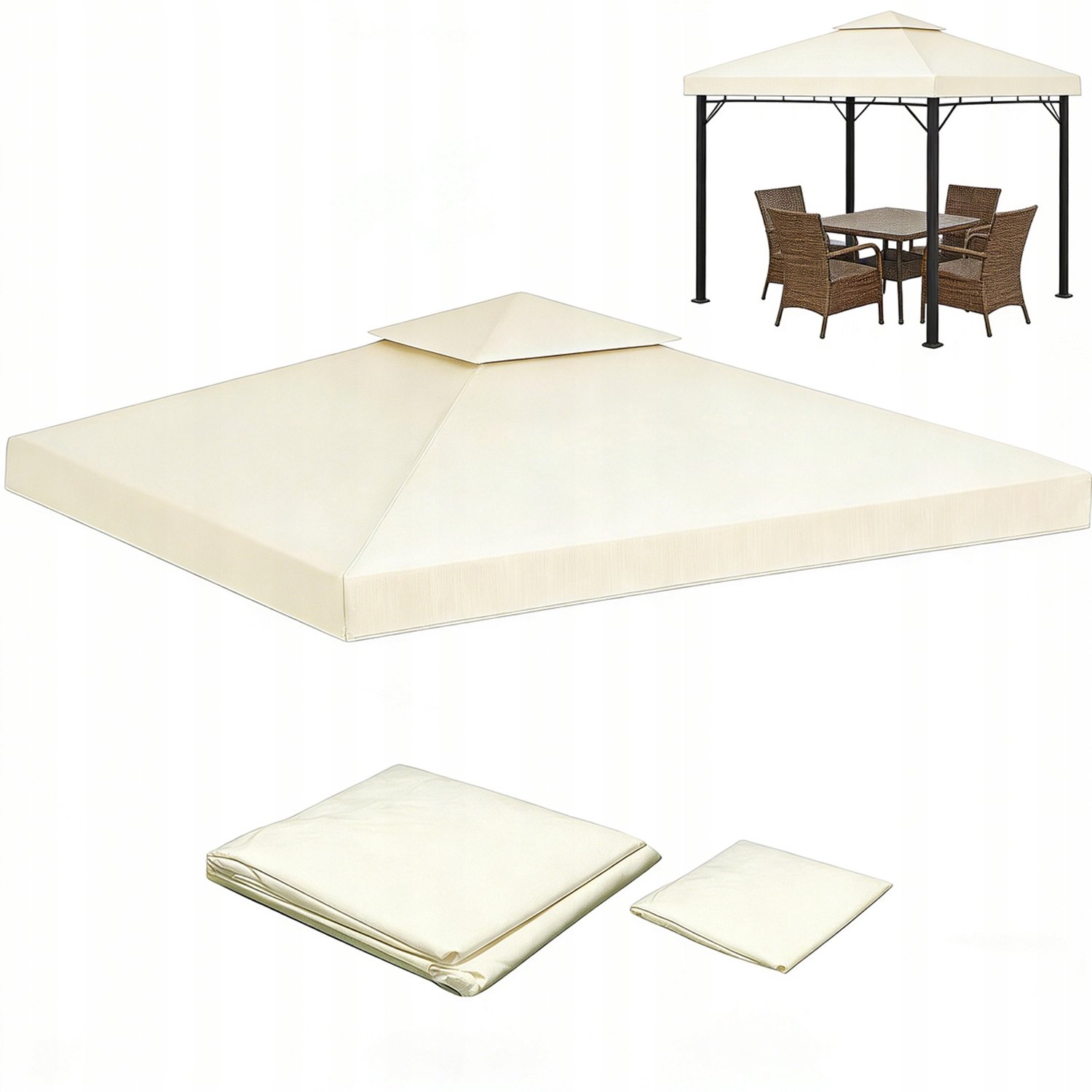 Dakzeil voor Tuinpaviljoen 3x3m Beige - UV & Waterbestendig