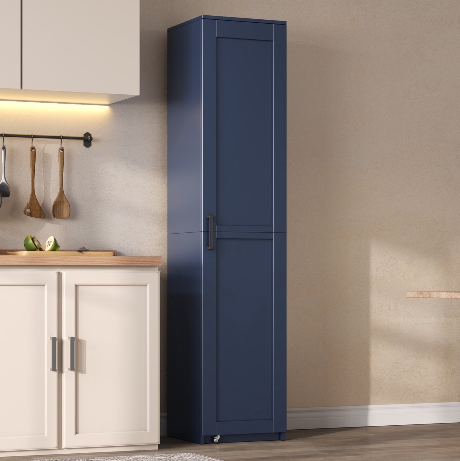 MODENUIT Keukenkast - Verstelbare Legplanken En Deurvakken - Keuken En Badkamer - MDF - Blauw - 40x40x183 Cm