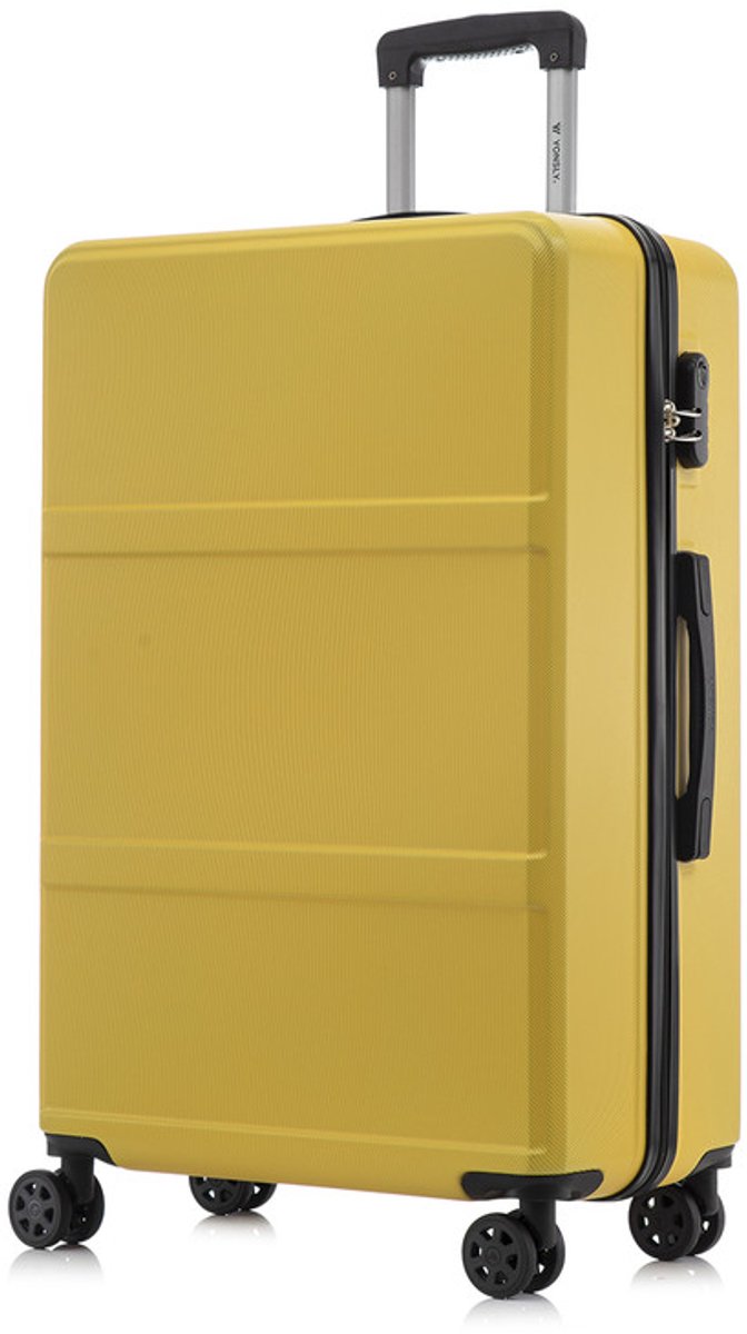 YONSLY Handbagage Koffer - 76 x 49 x 29 cm - 98 L - Cijferslot - 360° Draaibare Wielen - Grote Trolley - Geel