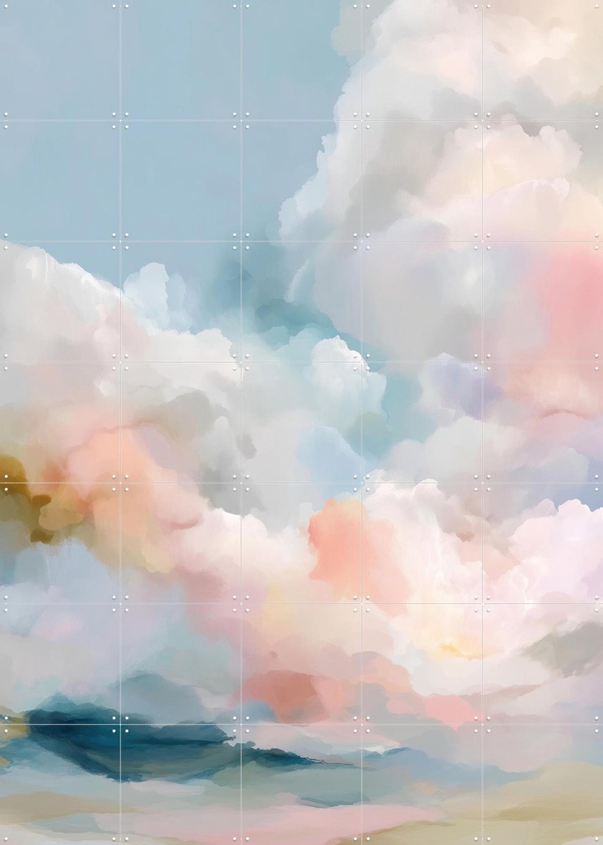 IXXI Pastel Sky, Branka Kodžoman - 100 x 140 cm - Gratis ophangtool - Grote wanddecoratie en posters - Kleurrijk, Fantasierijk, Kwaststreken, Aquarel