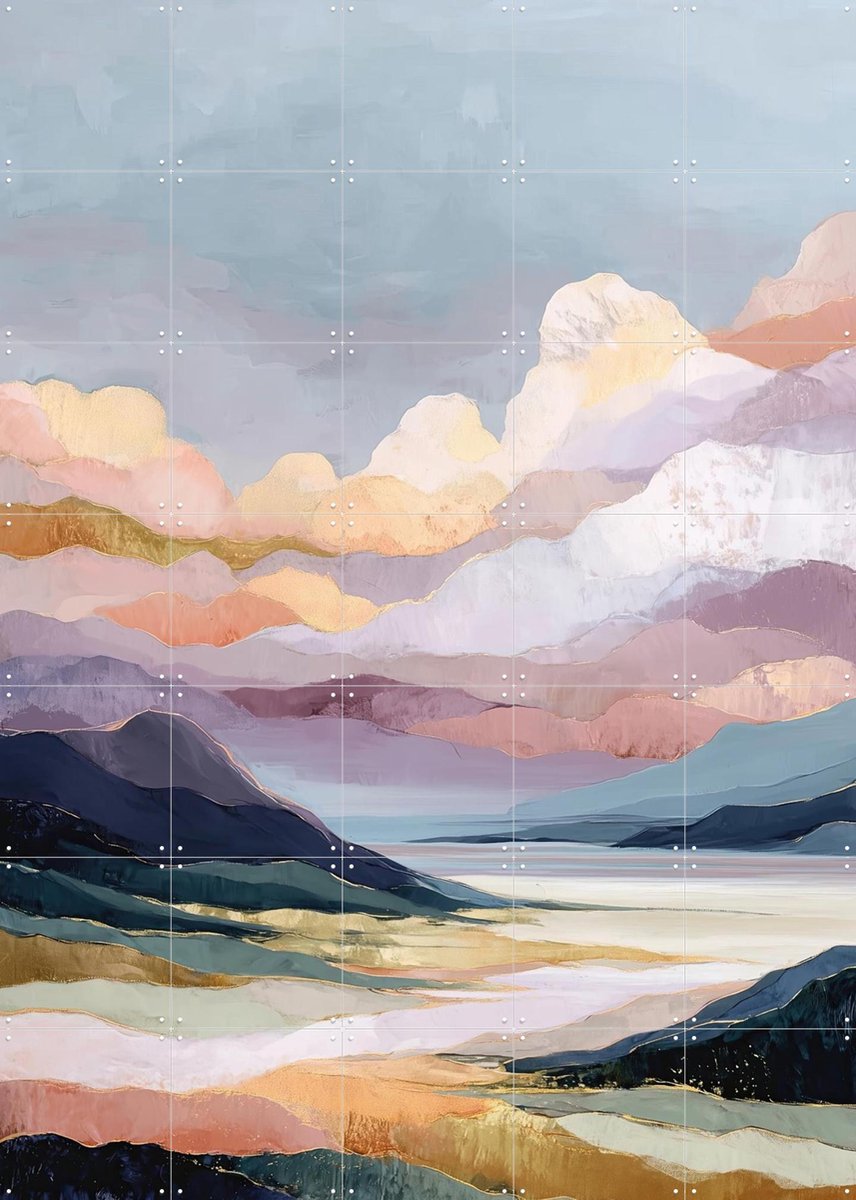 IXXI Pastel Mountain Reverie, Branka Kodžoman - 100 x 140 cm - Gratis ophangtool - Grote wanddecoratie en posters - Abstract, Modern, Woonkamer