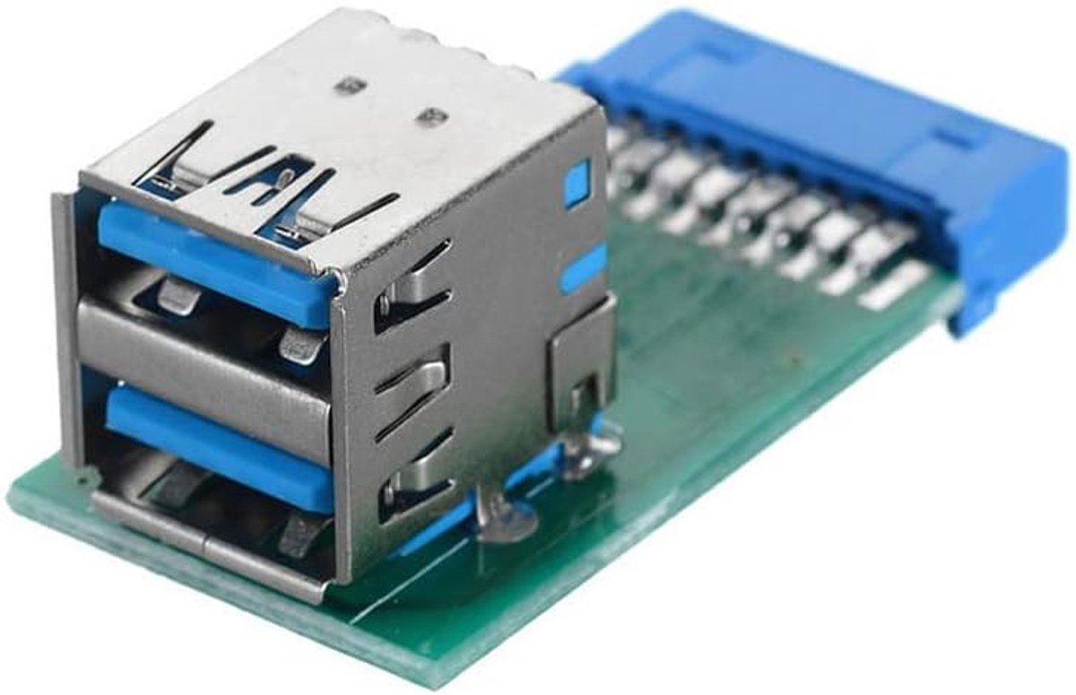 Vertical Dual Ports USB 3.0 A Type Female naar Moederbord 20-pins Box Header Slot Adapter PCBA voor Mainboard