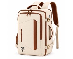 Reisgemak Handbagage Rugzak 40x30x20 cm - Met Laptopvak en Trolleyband - Beige-bruin