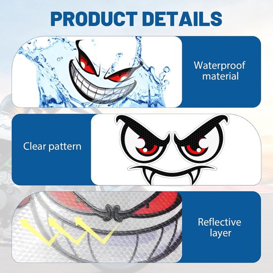 5 Stuks Zelfklevende Reflecterende Oogstickers Waterdicht en Weerbestendig - Ogen voor Robotmaaiers, Fietsen, Helmen en Voertuigen Creatief Ontwerp voor Persoonlijke Decoratie — afbeelding 4